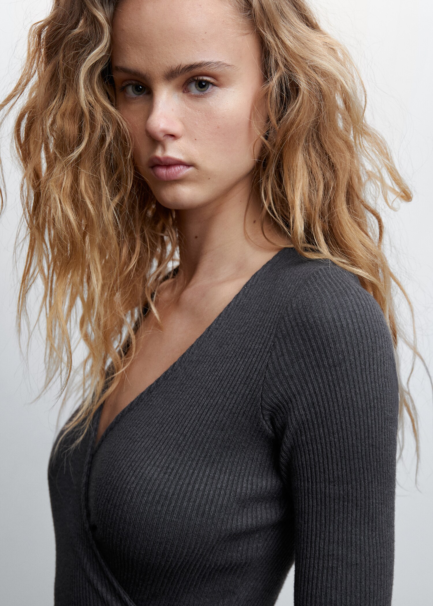 Wrap ribbed dress - Details of the article 1