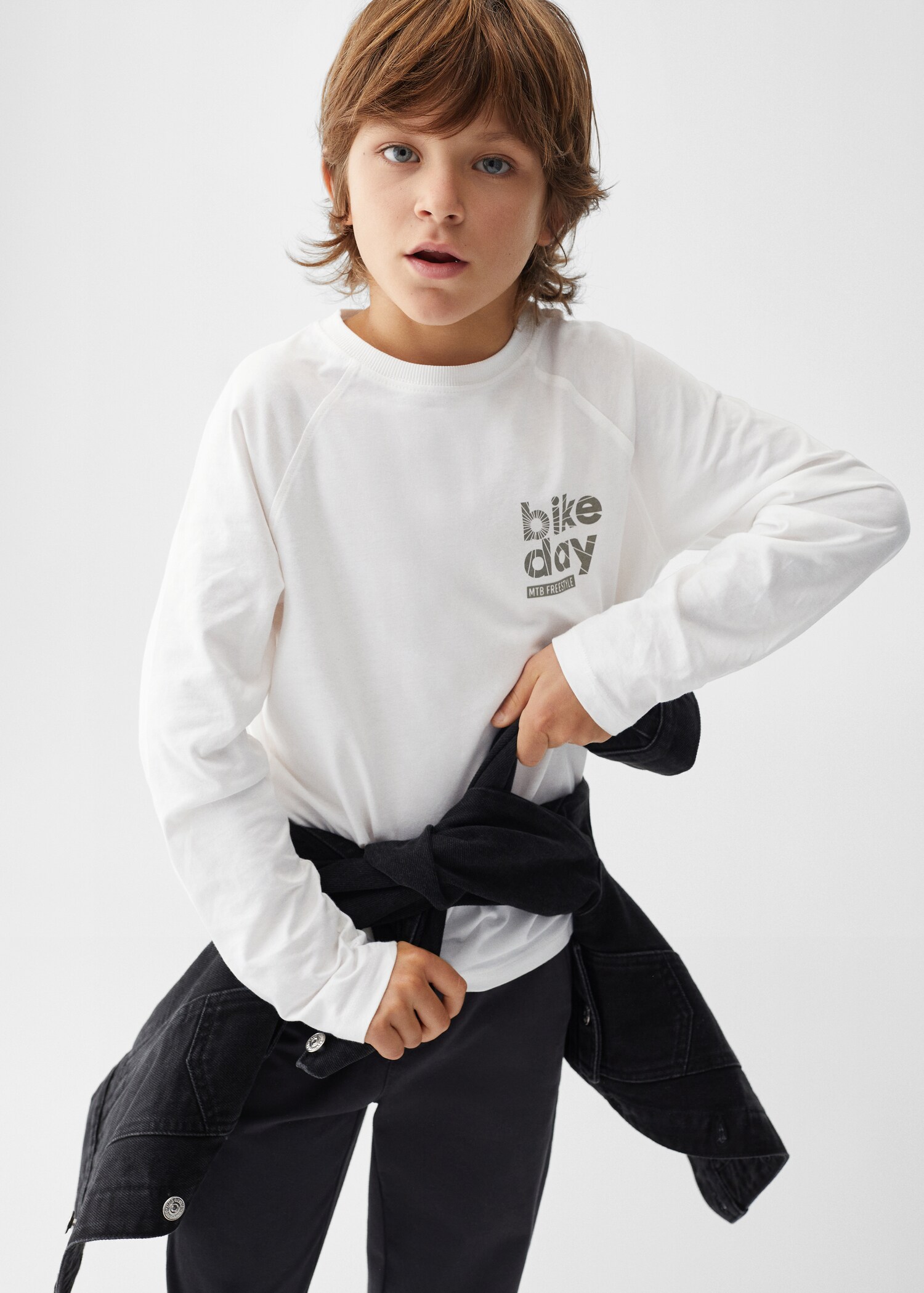 Long sleeve cotton t-shirt - Medium plane