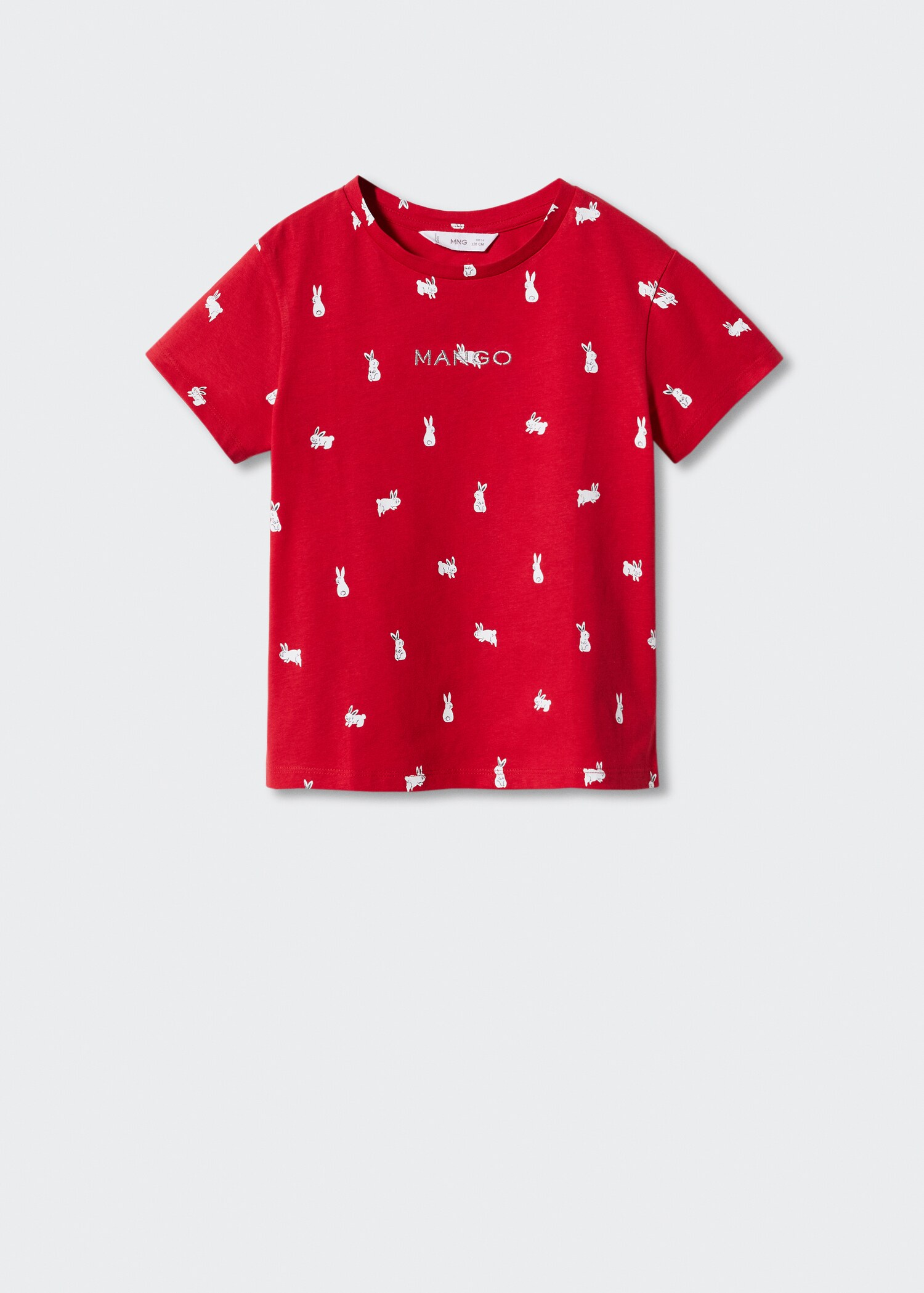 Gemustertes T-Shirt mit gesticktem Logo - Artikel ohne Model