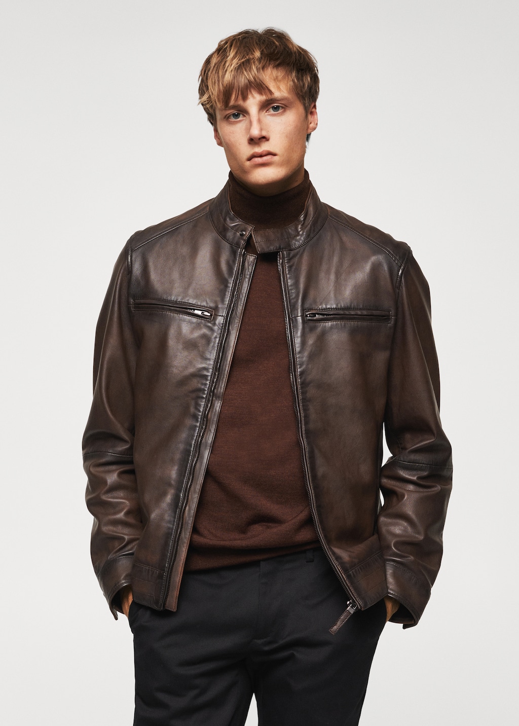 Mango pockets leather jacket outlet