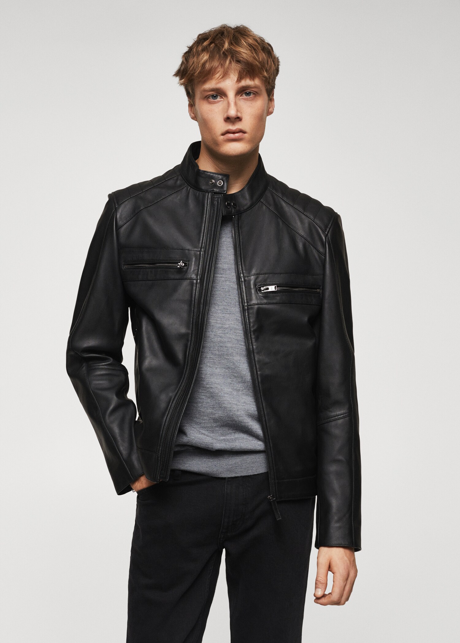 Leather biker jacket - Medium plane