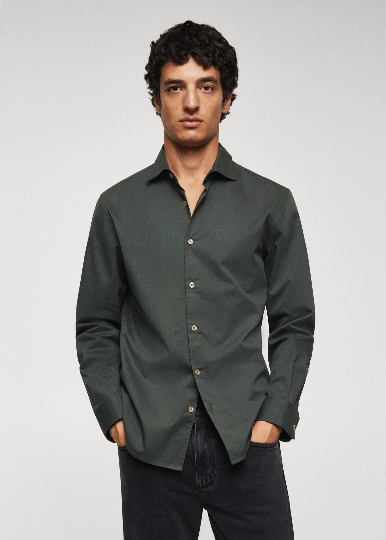 Slim fit cotton shirt - Medium plane