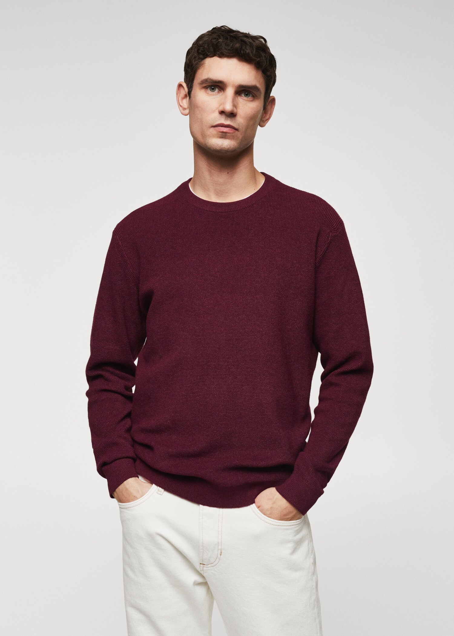 Structured cotton sweater - Medium plane