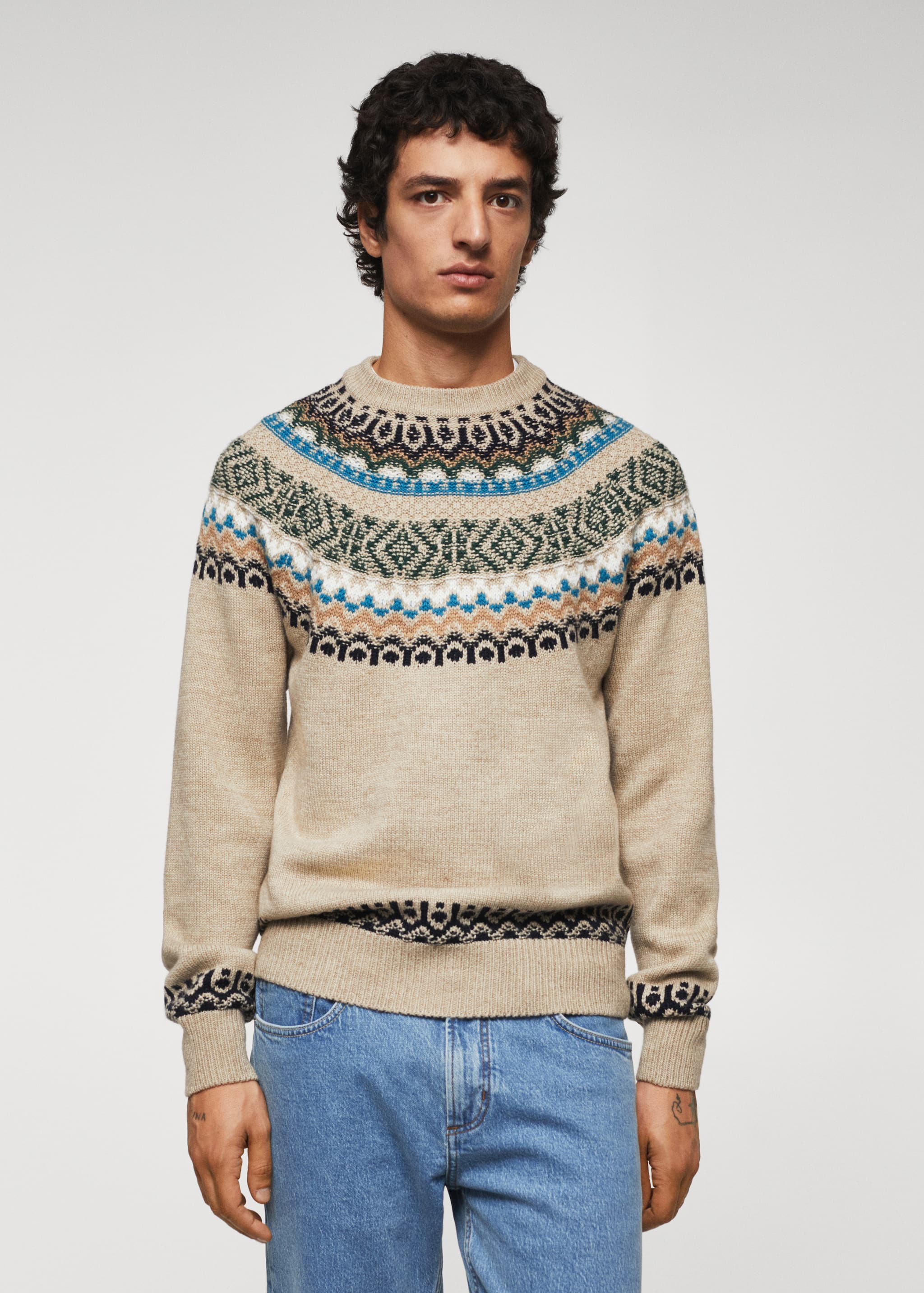 Jacquard wool sweater - Medium plane