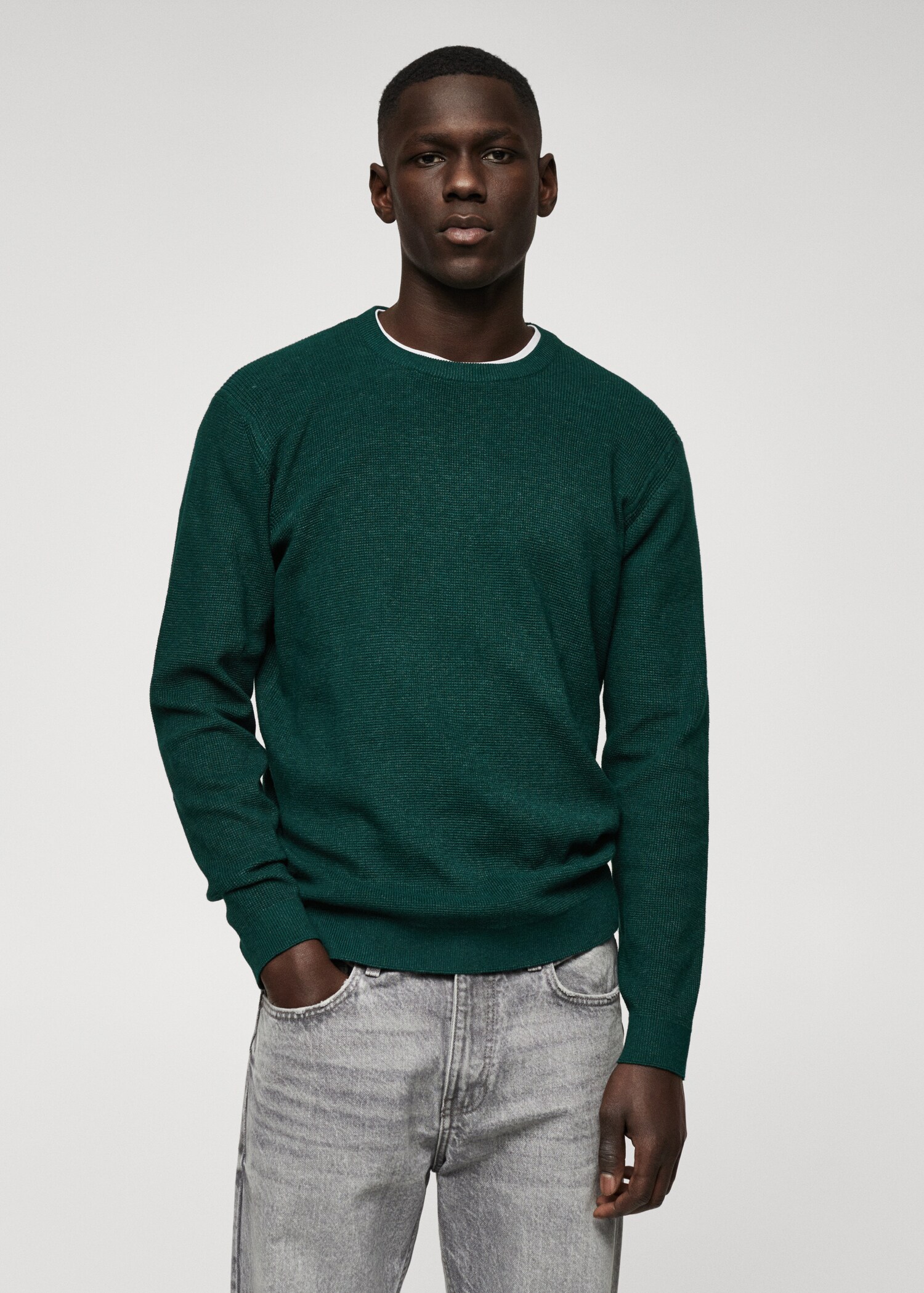 Structured cotton sweater - Medium plane