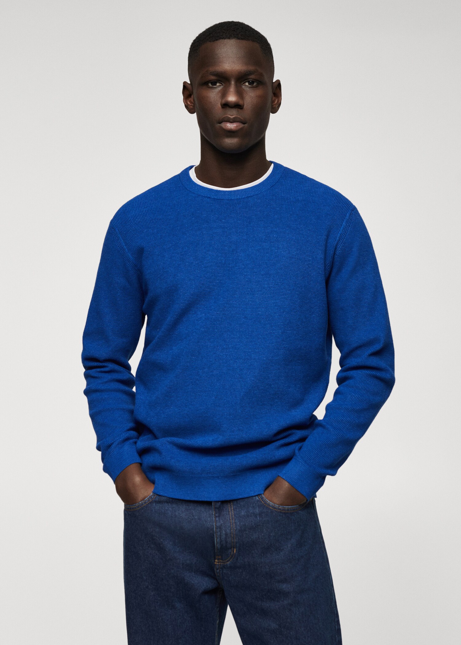 Structured cotton sweater - Medium plane