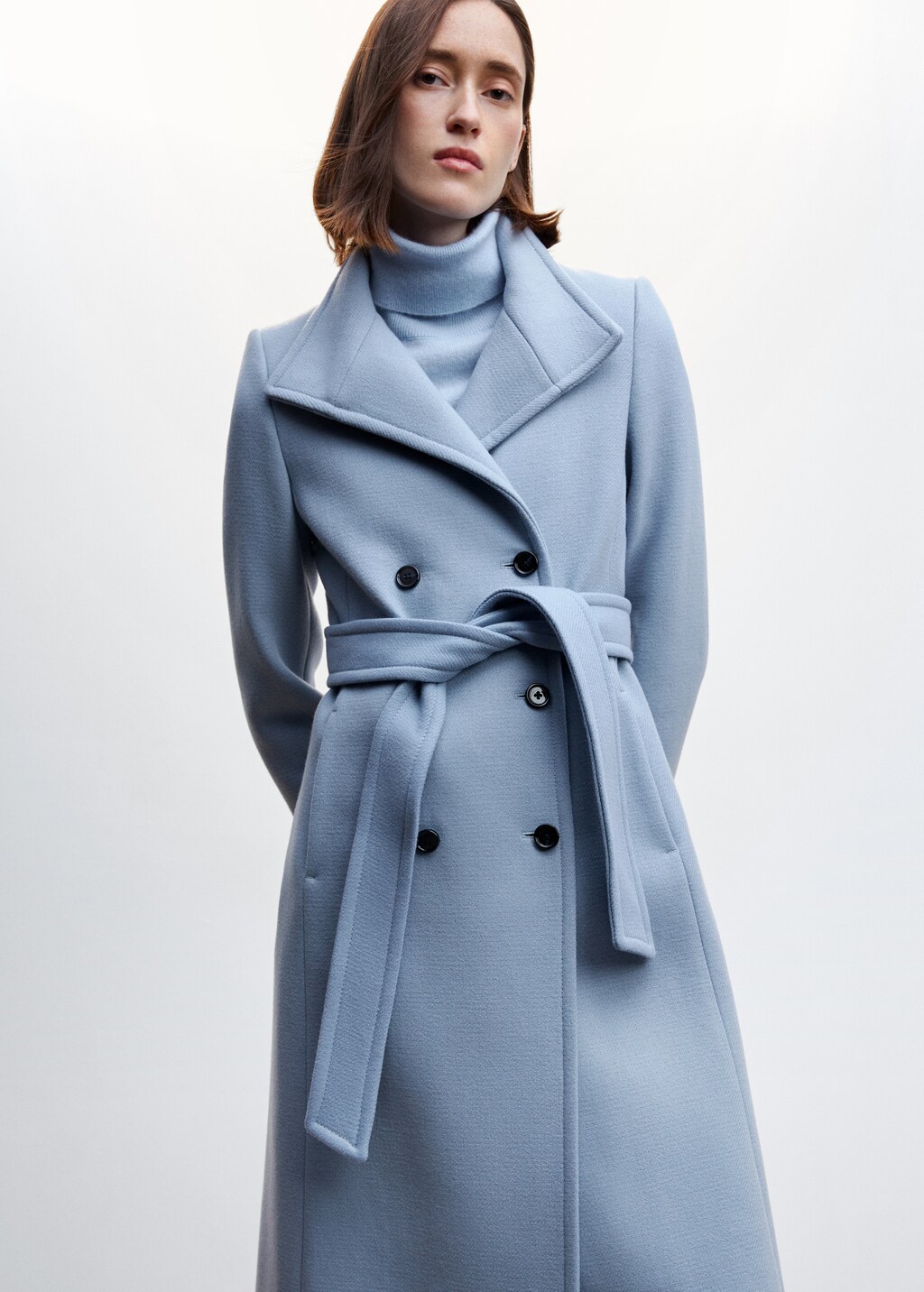 Woollen coat with belt Woman MANGO OUTLET Latvia