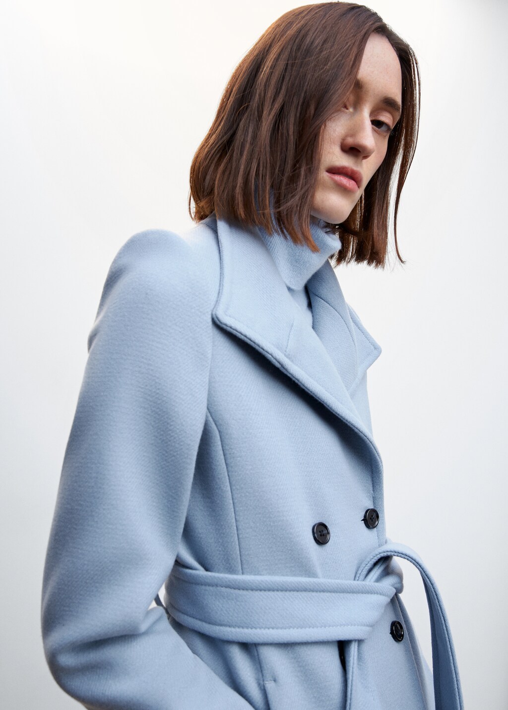 Mango blue wool coat shop