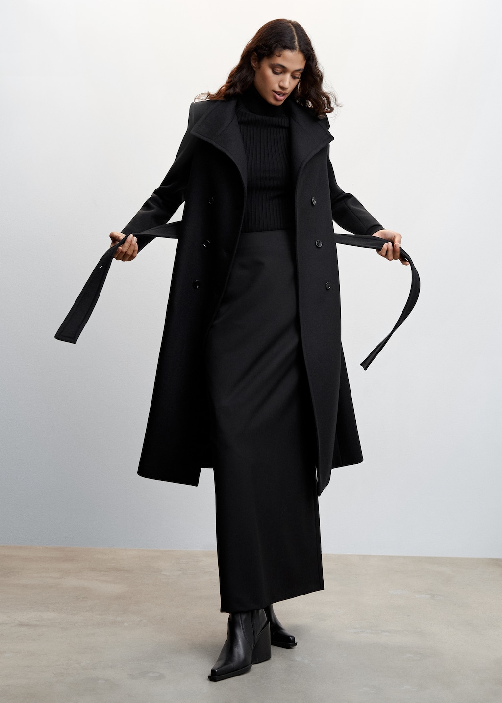 Woolen coat with belt Women MANGO OUTLET USA