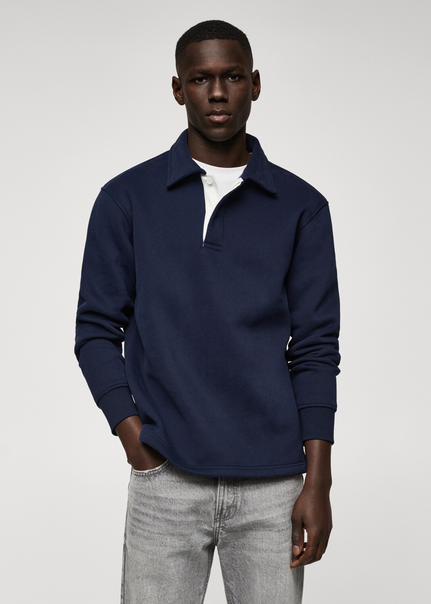 Long sleeves cotton polo - Medium plane