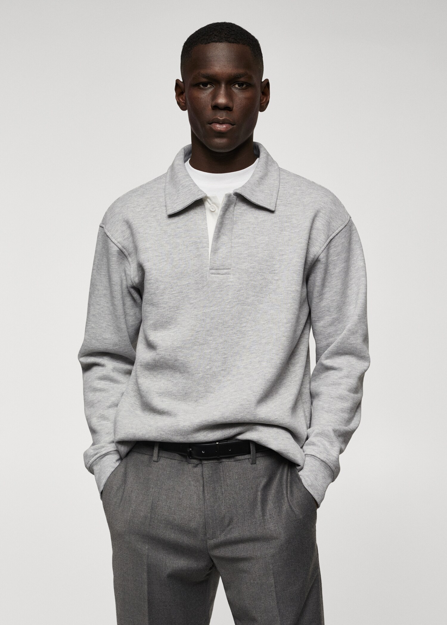Long sleeves cotton polo - Medium plane