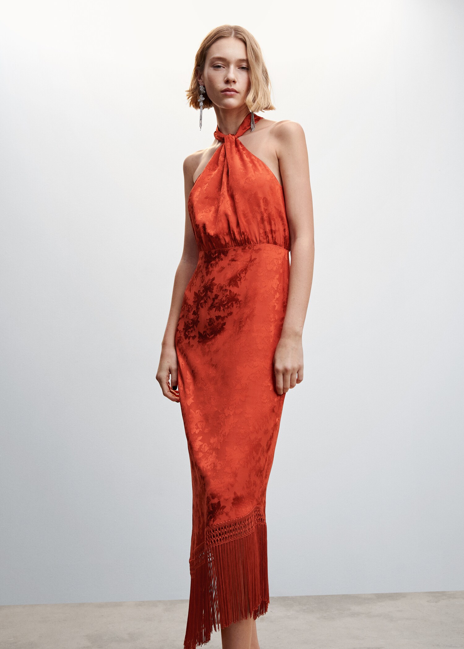 Fringed jacquard dress - Medium plane