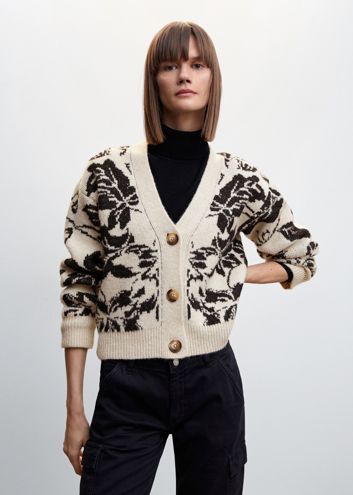 Flowers knit cardigan - Medium plane