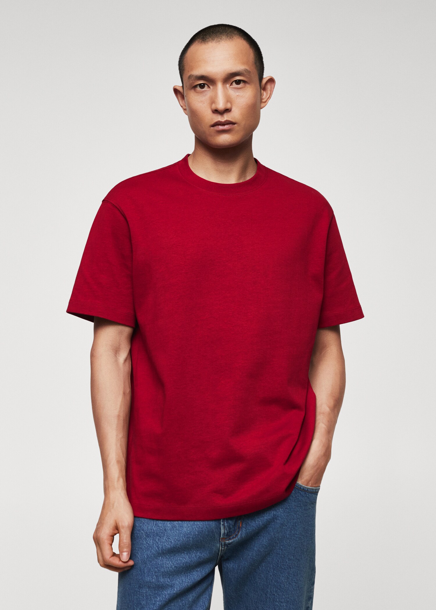 Relaxed fit cotton t-shirt - Medium plane