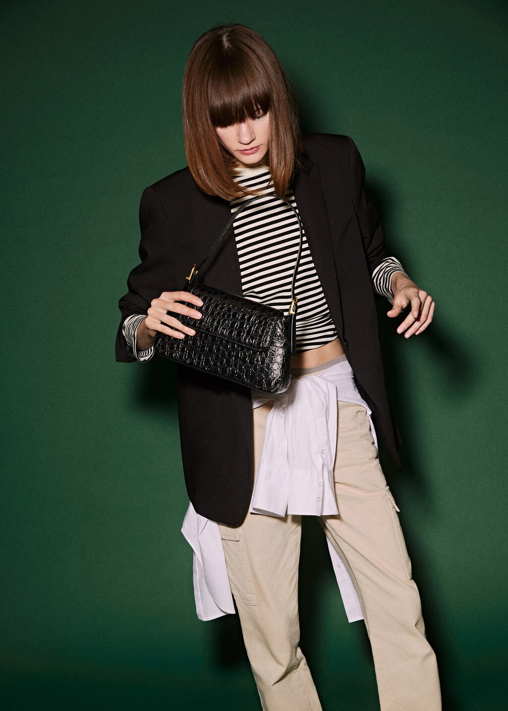 Mango sac effet croco discount