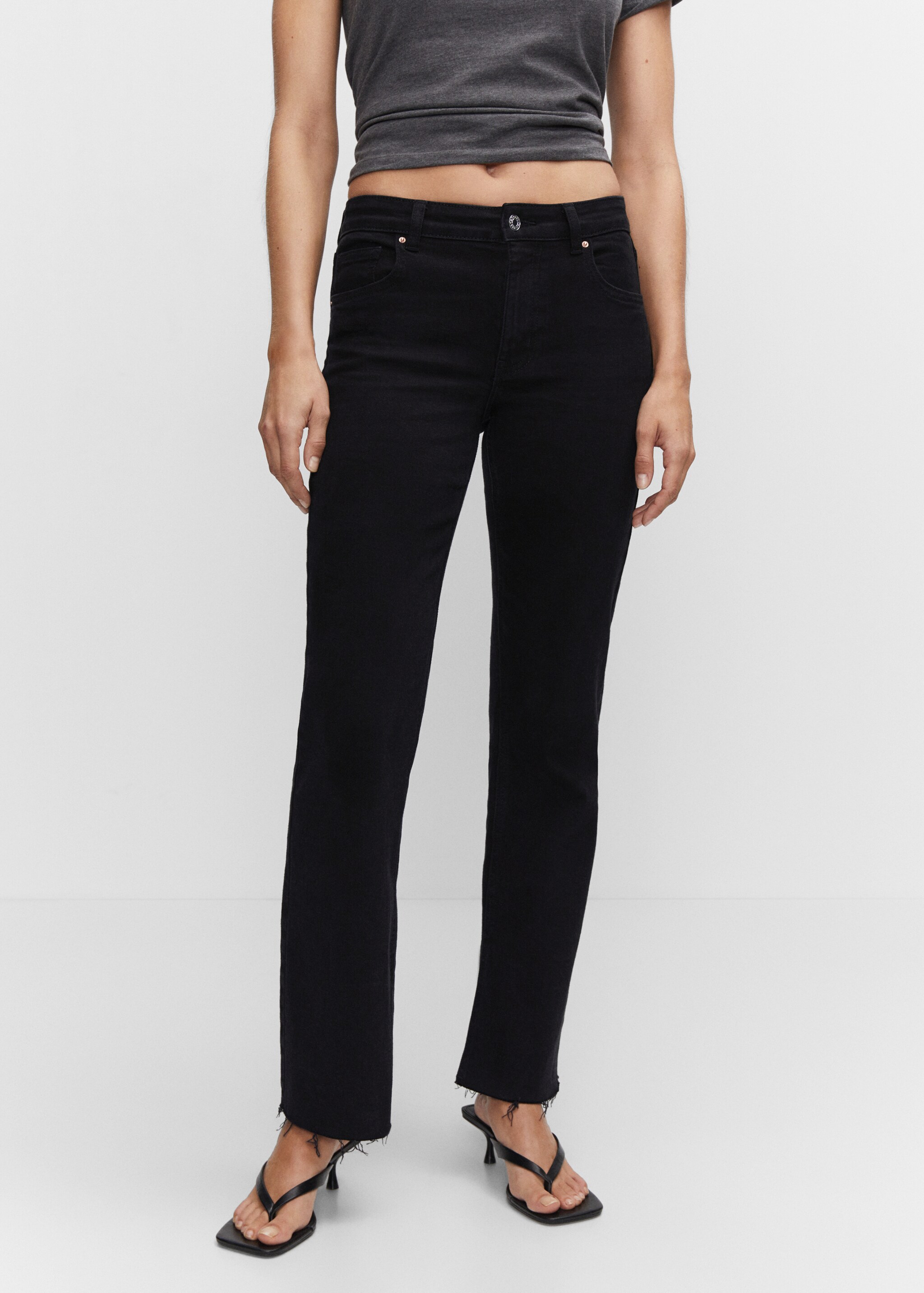 Medium-rise straight jeans with slits - Medium plane