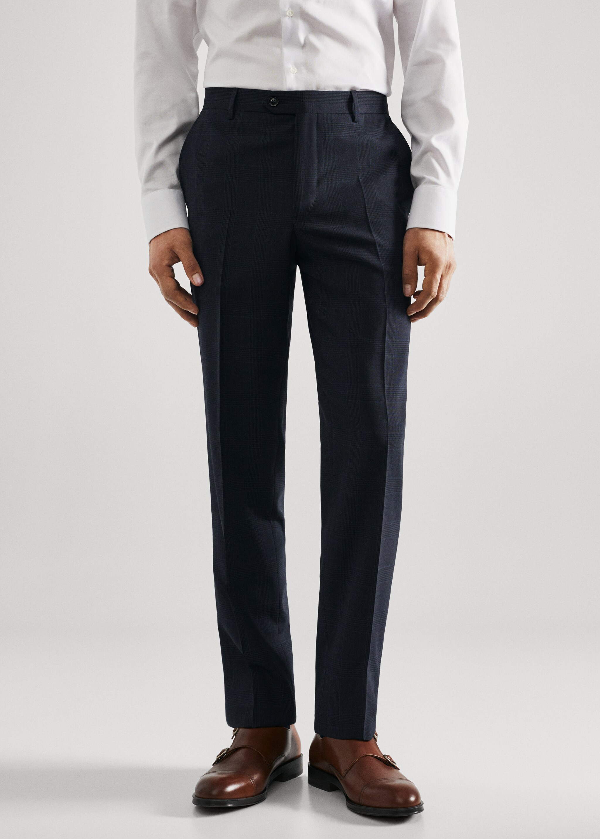 Slim fit virgin wool suit trousers - Medium plane