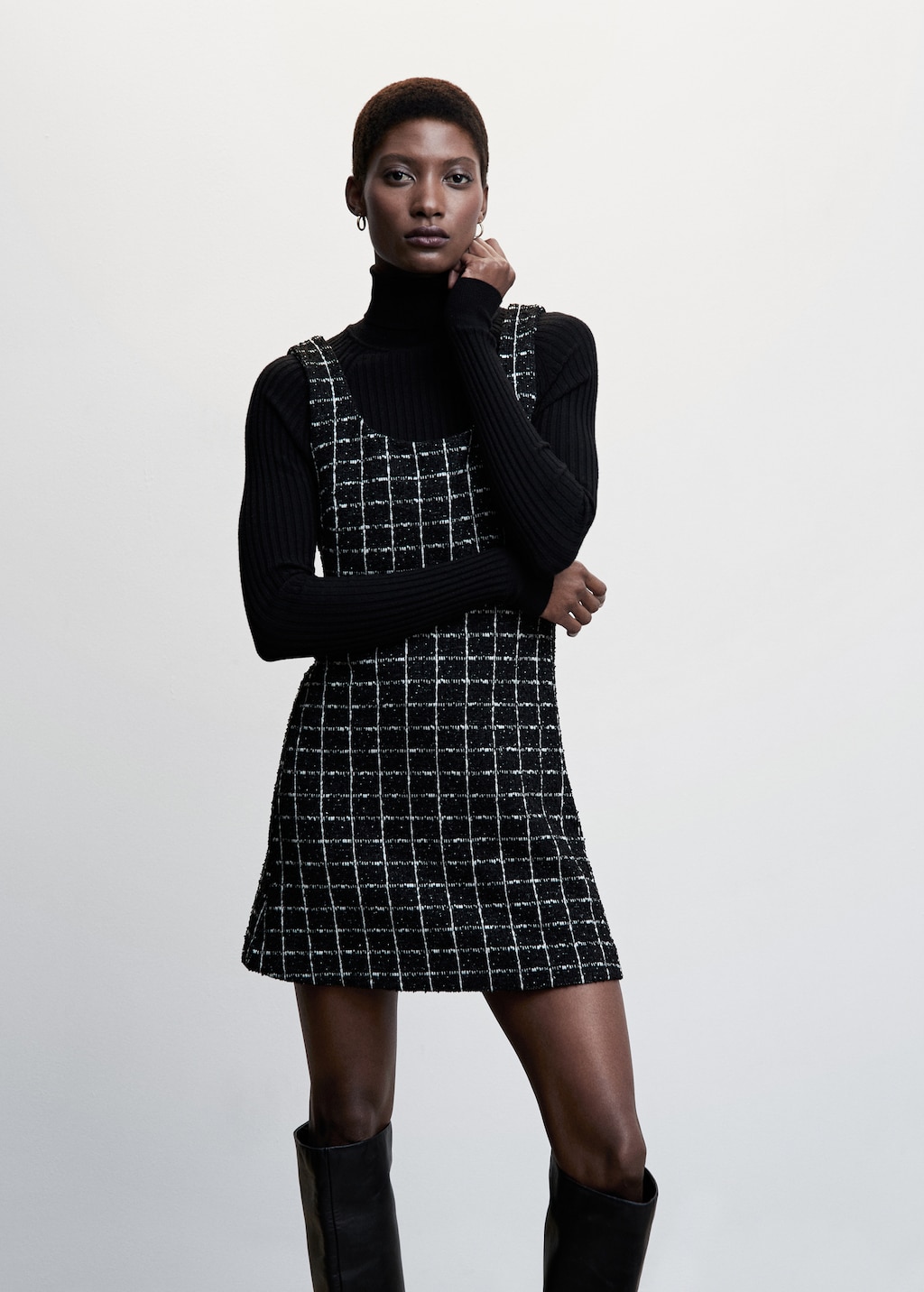 Robe tweed a carreaux Femme MANGO OUTLET Suisse