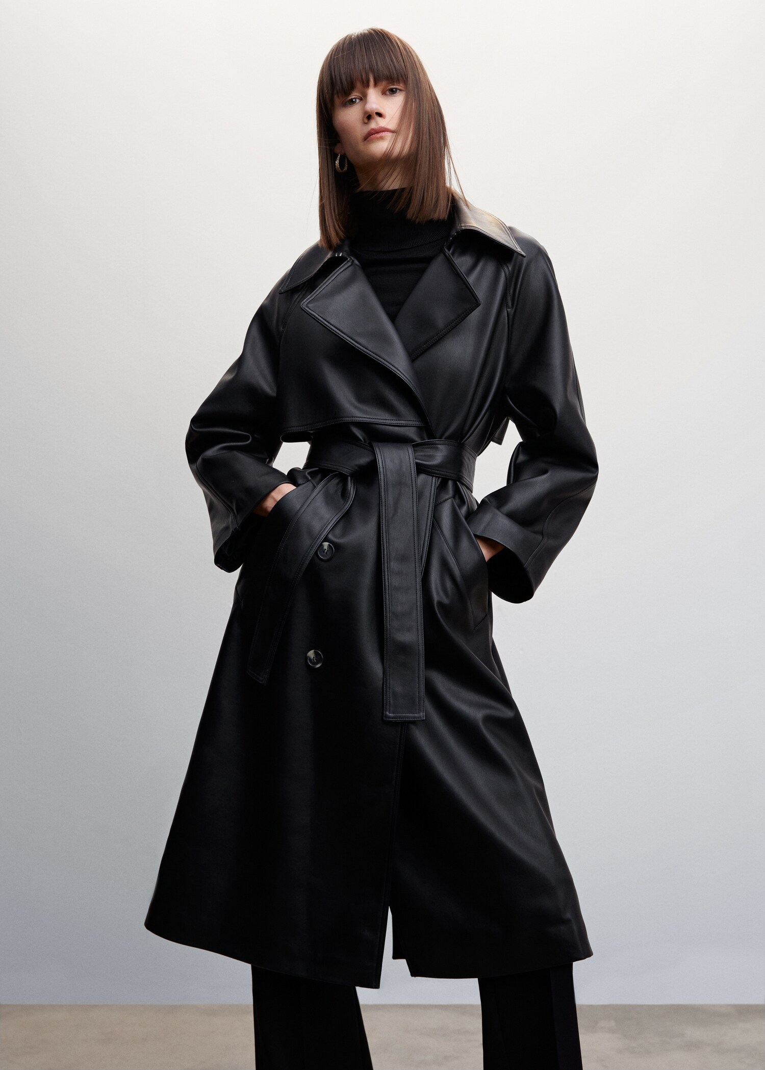 Oversize leather-effect trench coat - Medium plane