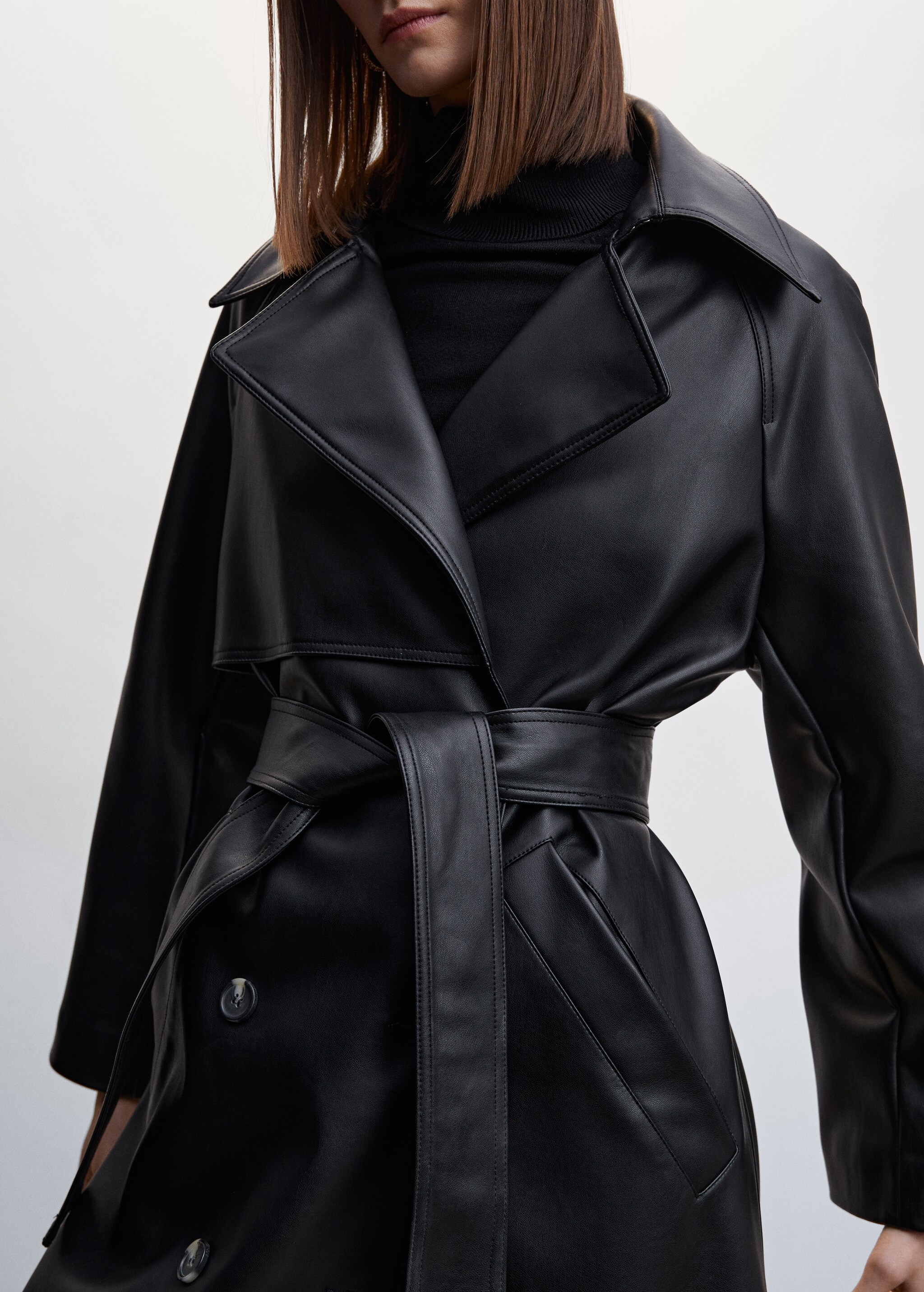 Oversize leather-effect trench coat - Details of the article 6