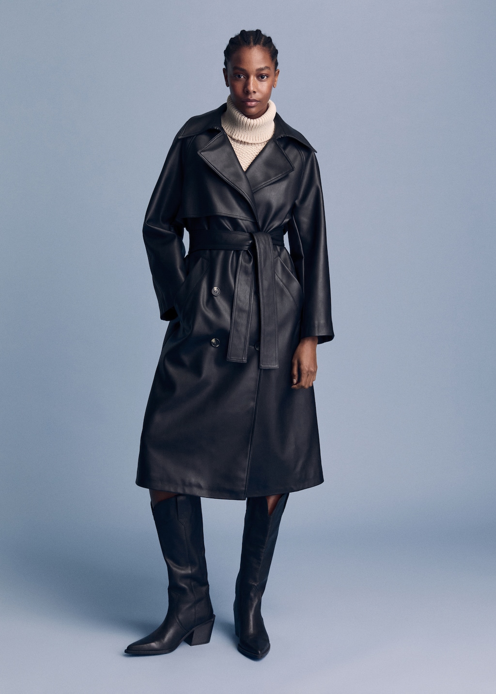 Oversize leather effect trench coat Women MANGO OUTLET USA