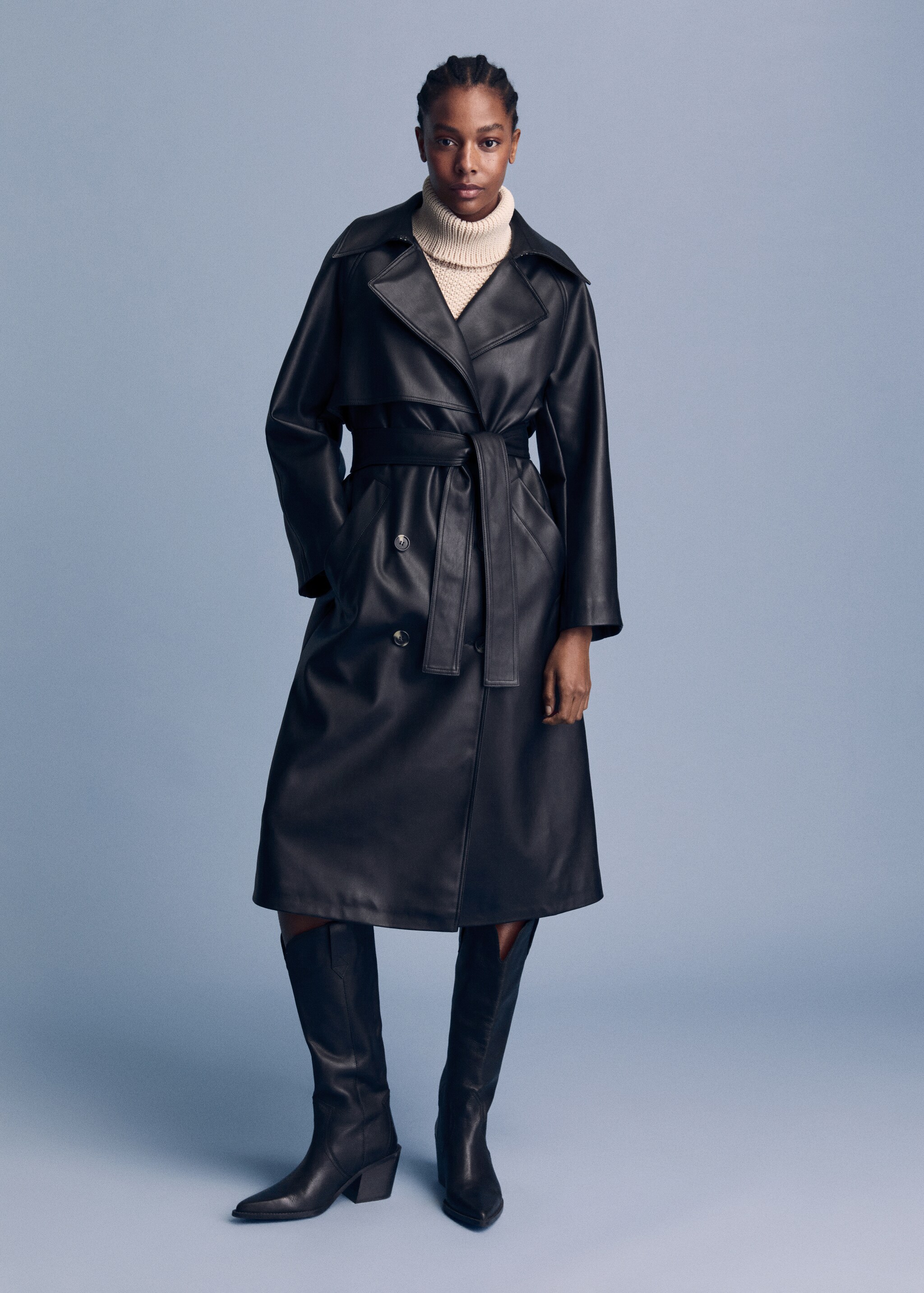 Oversize leather-effect trench coat - Details of the article 7