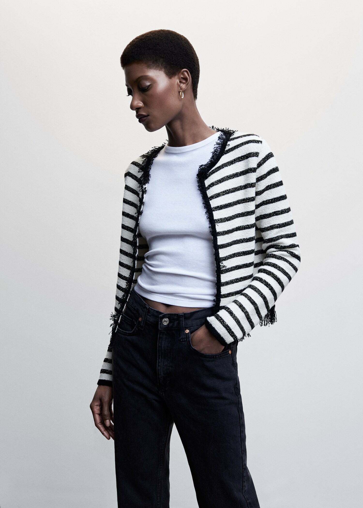 Frayed striped cardigan - Medium plane