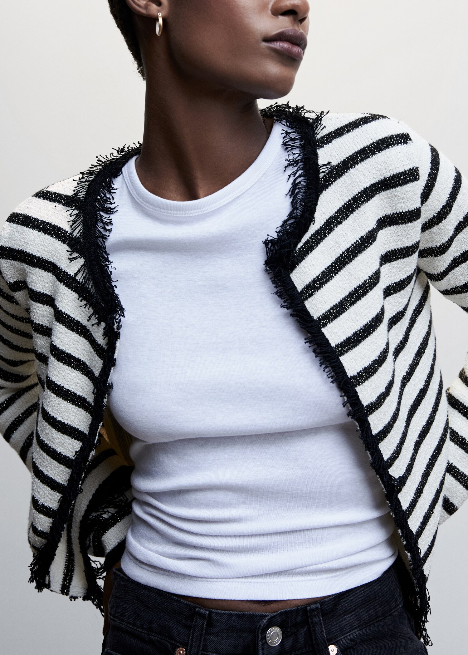 Frayed striped cardigan - Details of the article 1