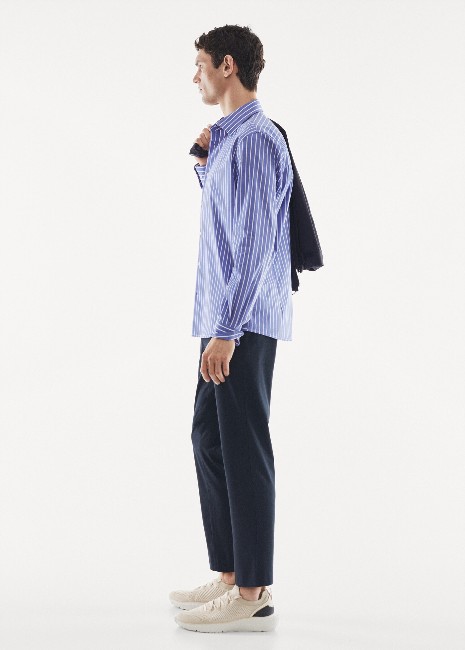 Slim fit striped cotton shirt - Man | MANGO OUTLET USA