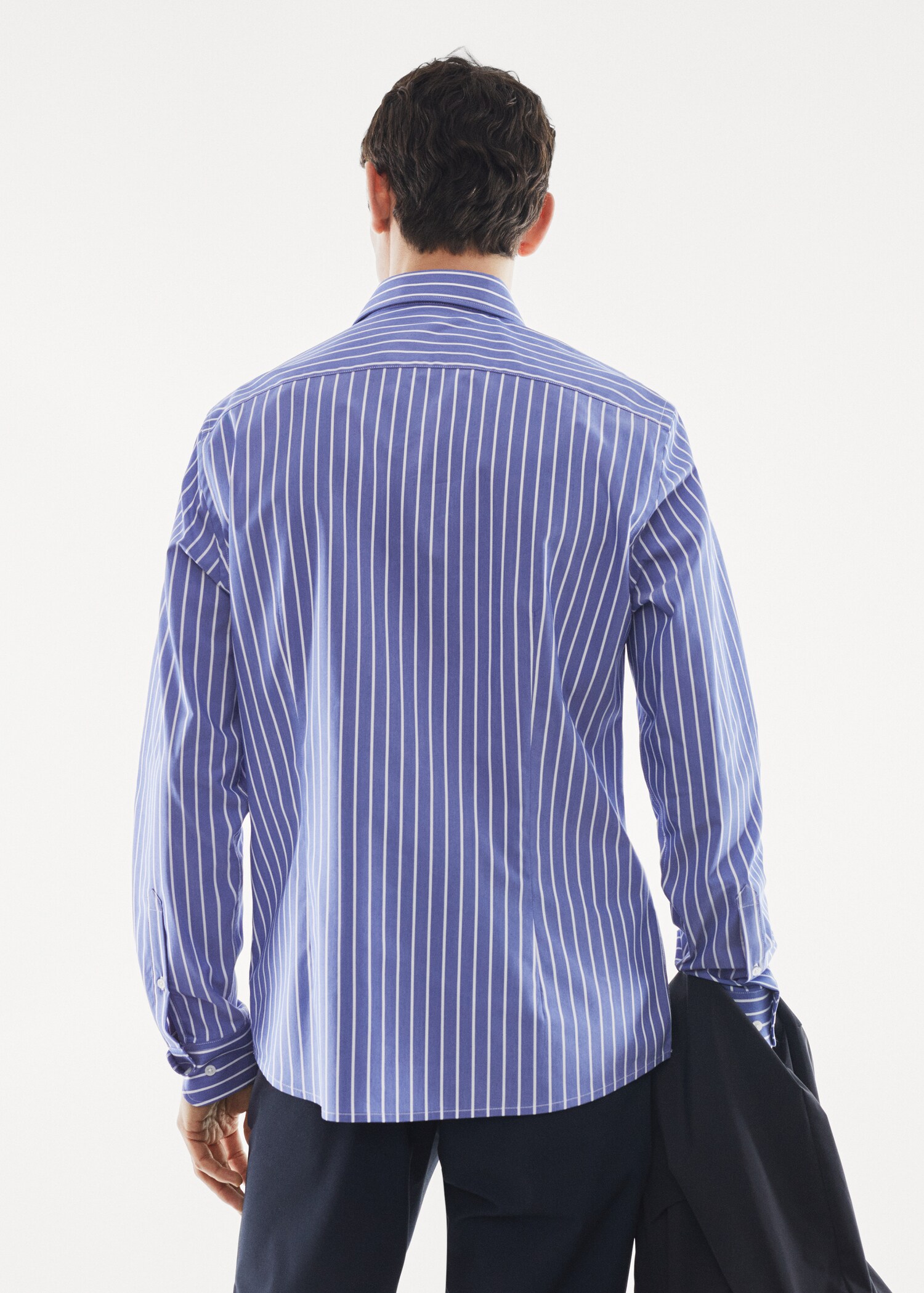 Slim fit striped cotton shirt - Man | MANGO OUTLET USA