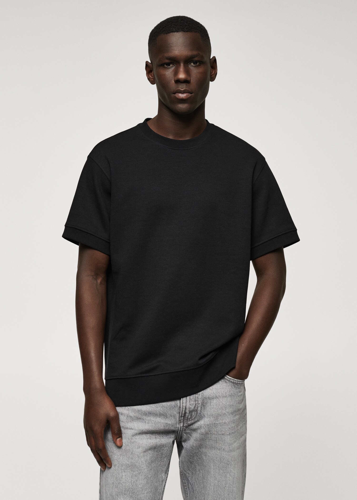 Pluche sweatshirt met korte mouwen - Middenvlak