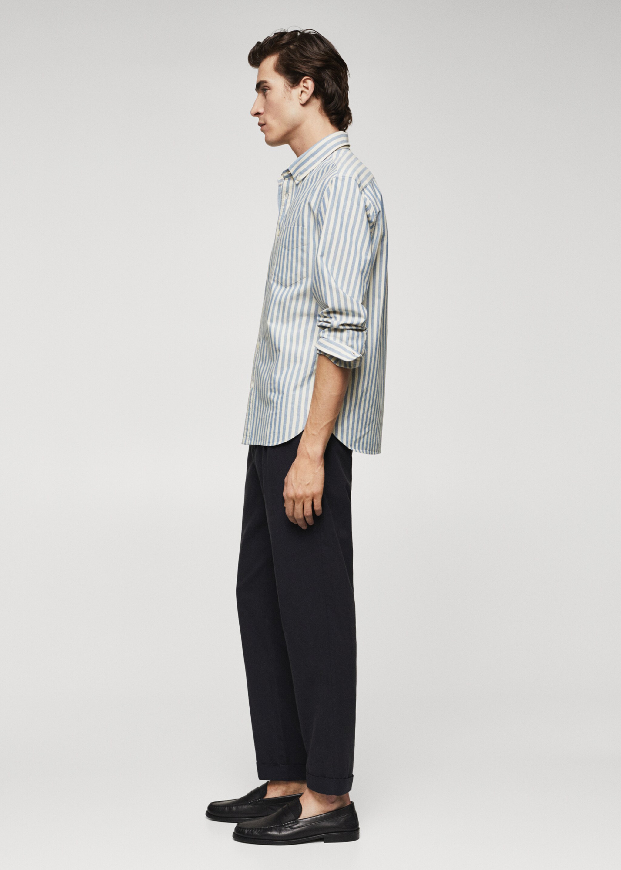 100% cotton striped shirt - Details of the article 4, Blue. Ref: 47044430-00.