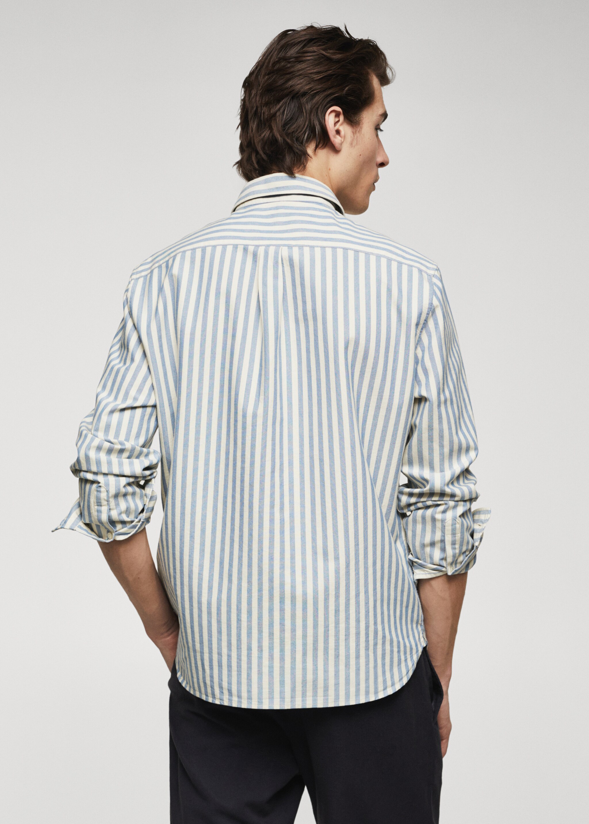 100% cotton striped shirt - Reverse of the article, Blue. Ref: 47044430-00.