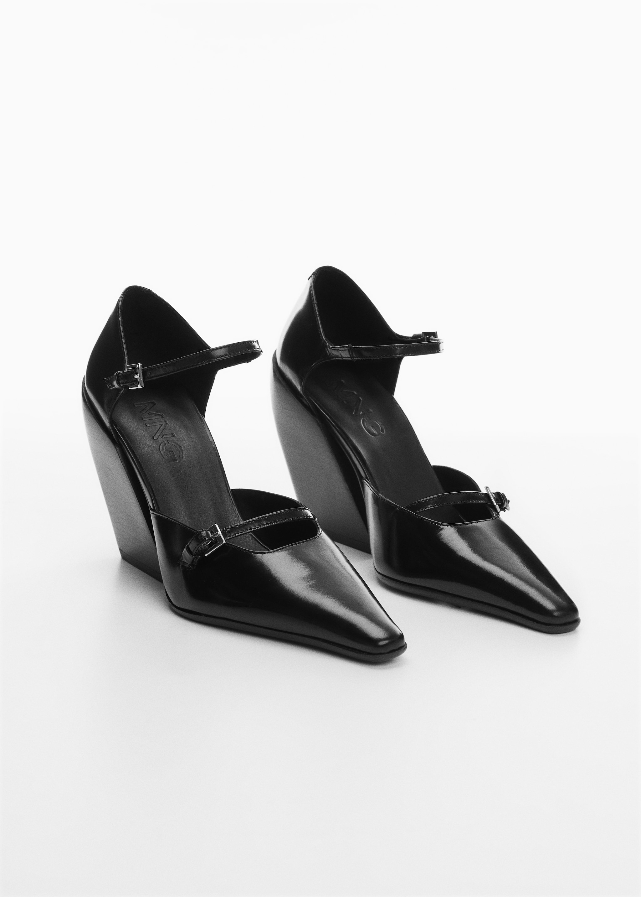 Block heel leather shoes - Medium plane