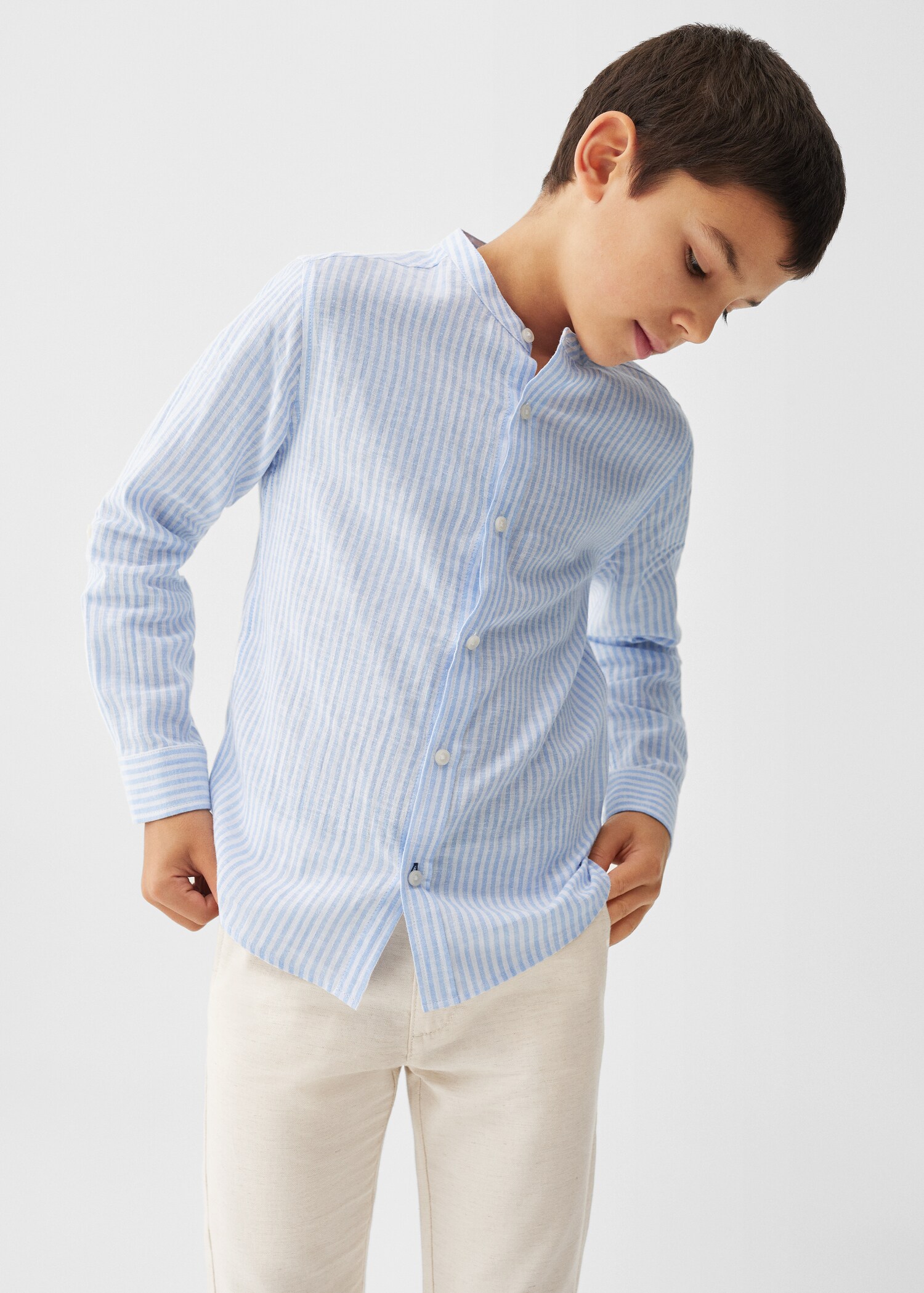 Striped linen-blend shirt - Medium plane