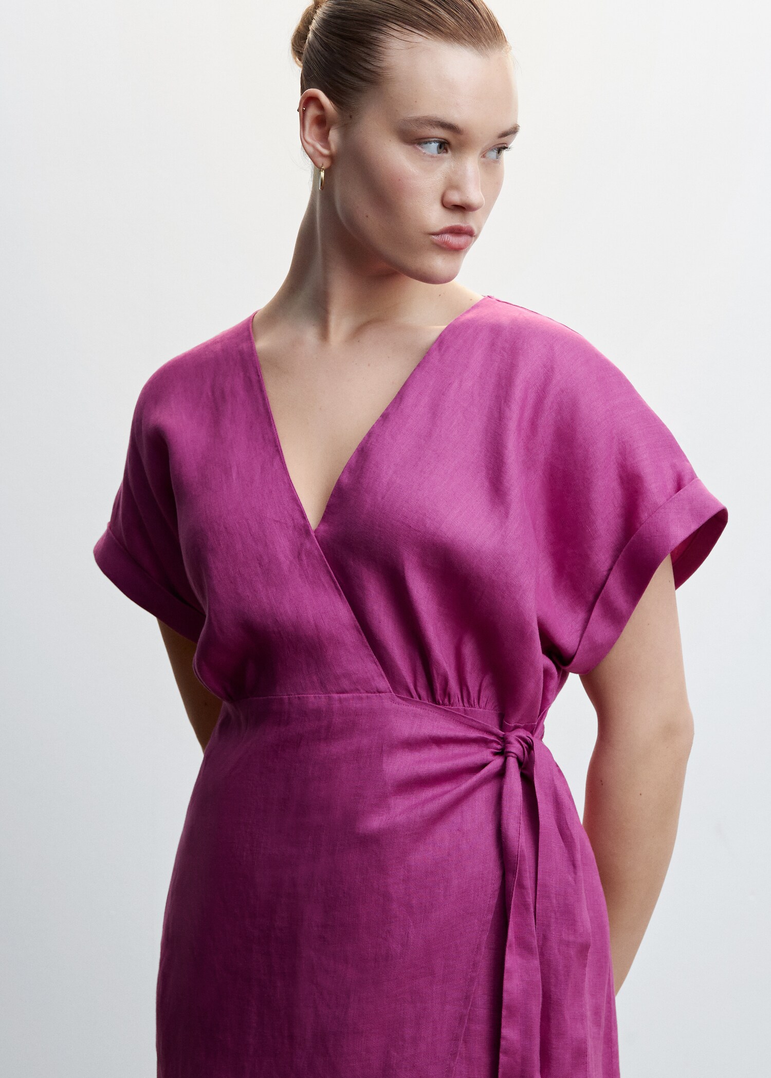 Bow linen-blend dress - Details of the article 5