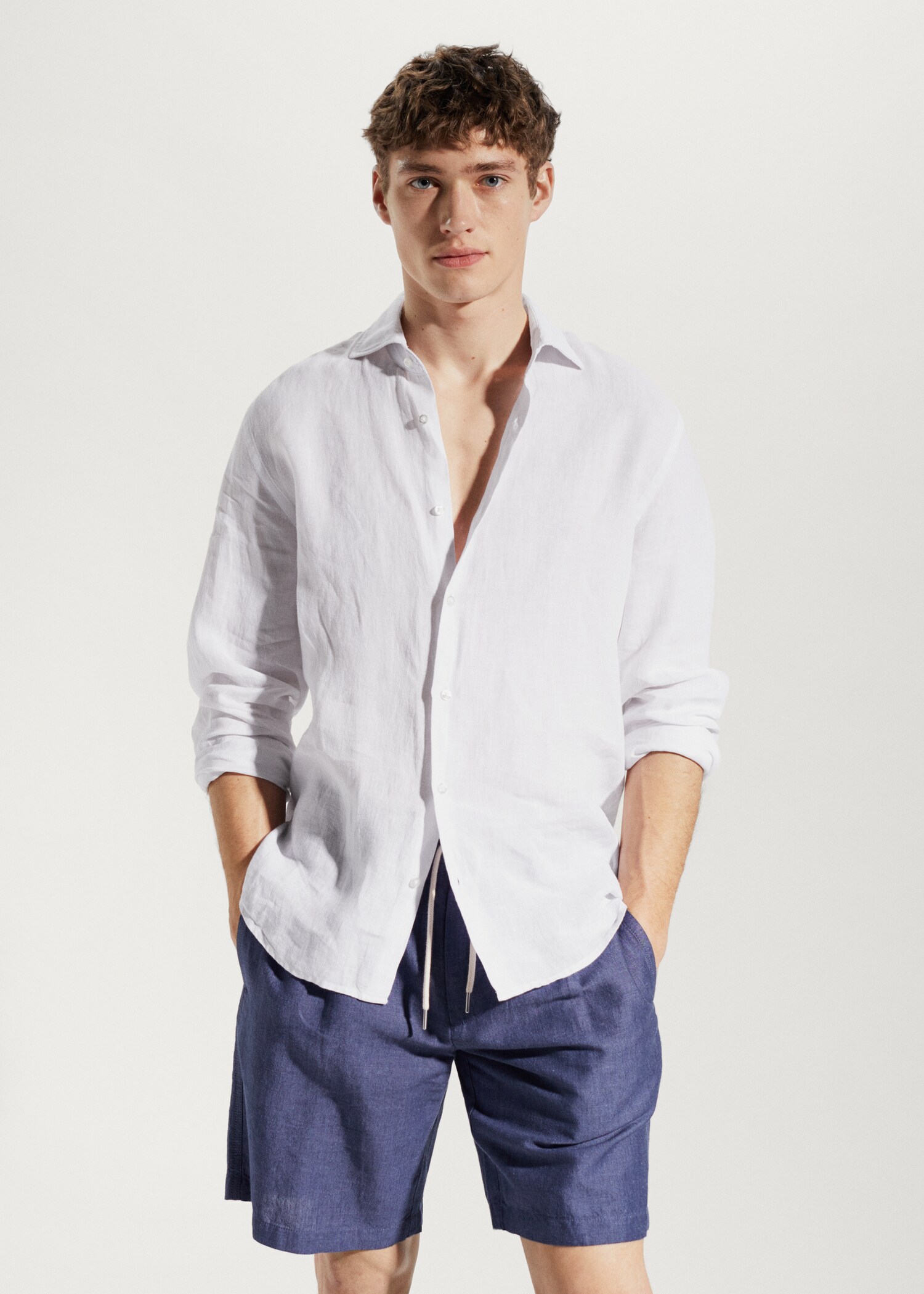 100% linen regular-fit shirt - Medium plane