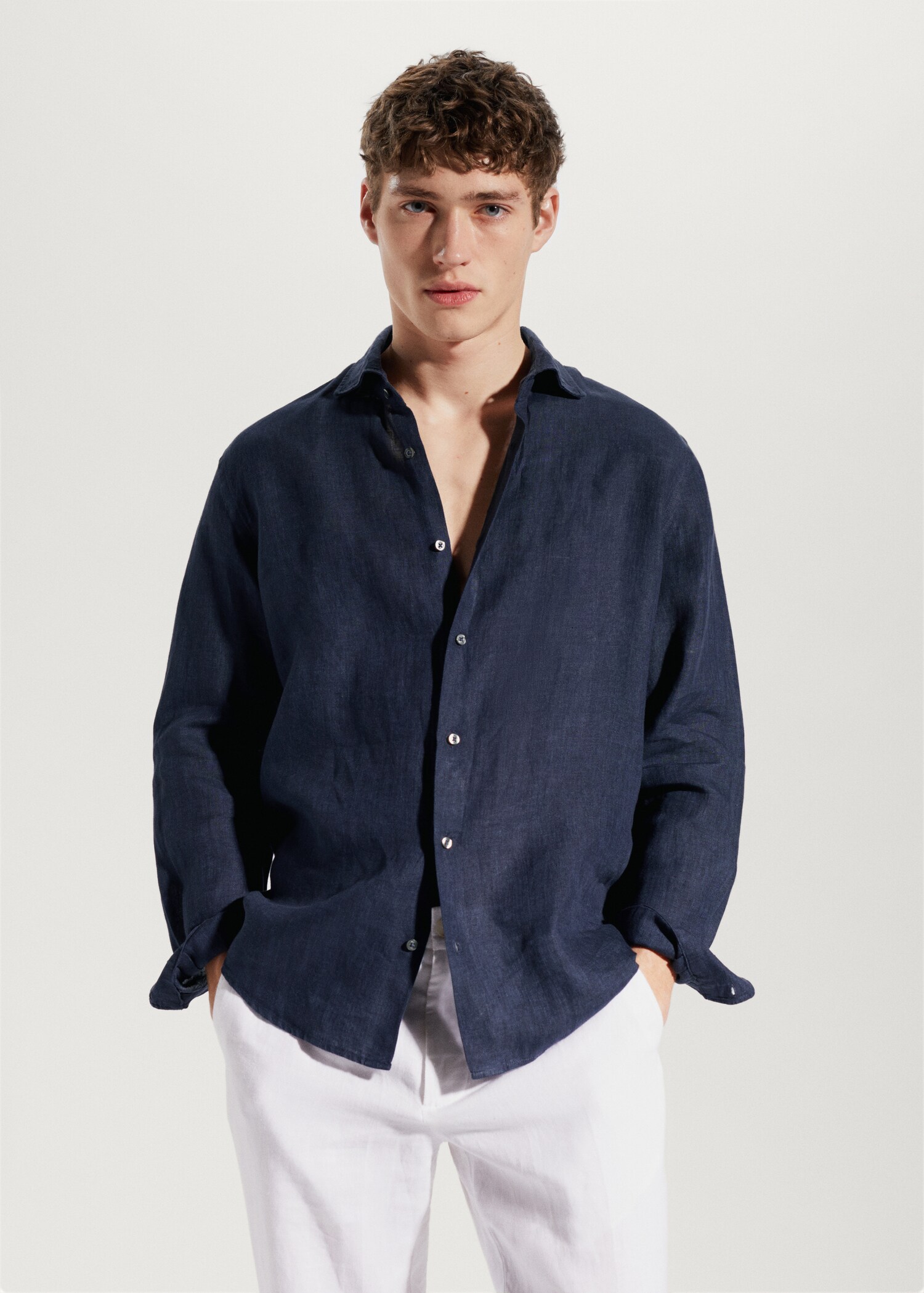 100% linen regular-fit shirt - Medium plane