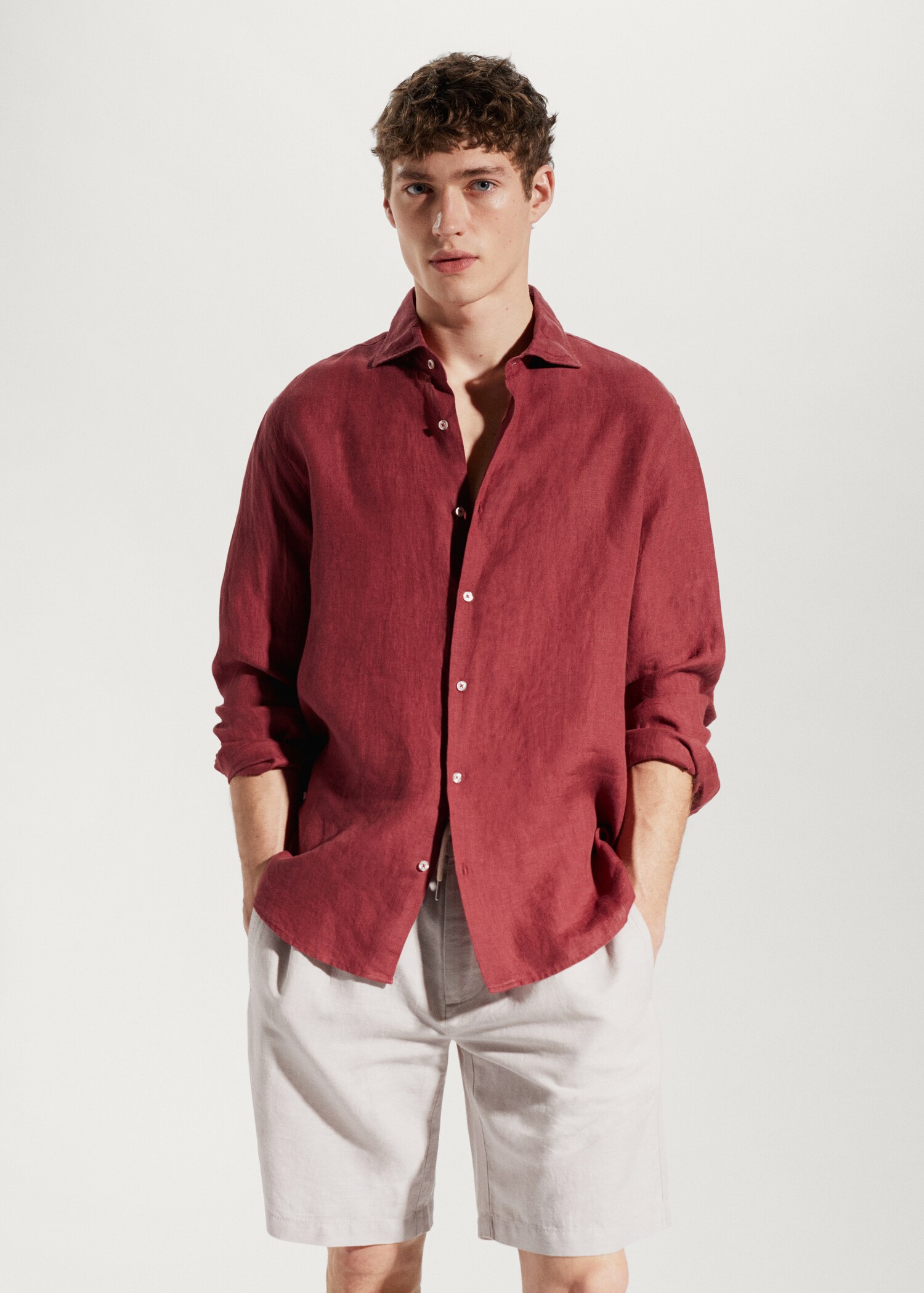 100% linen regular-fit shirt - Medium plane