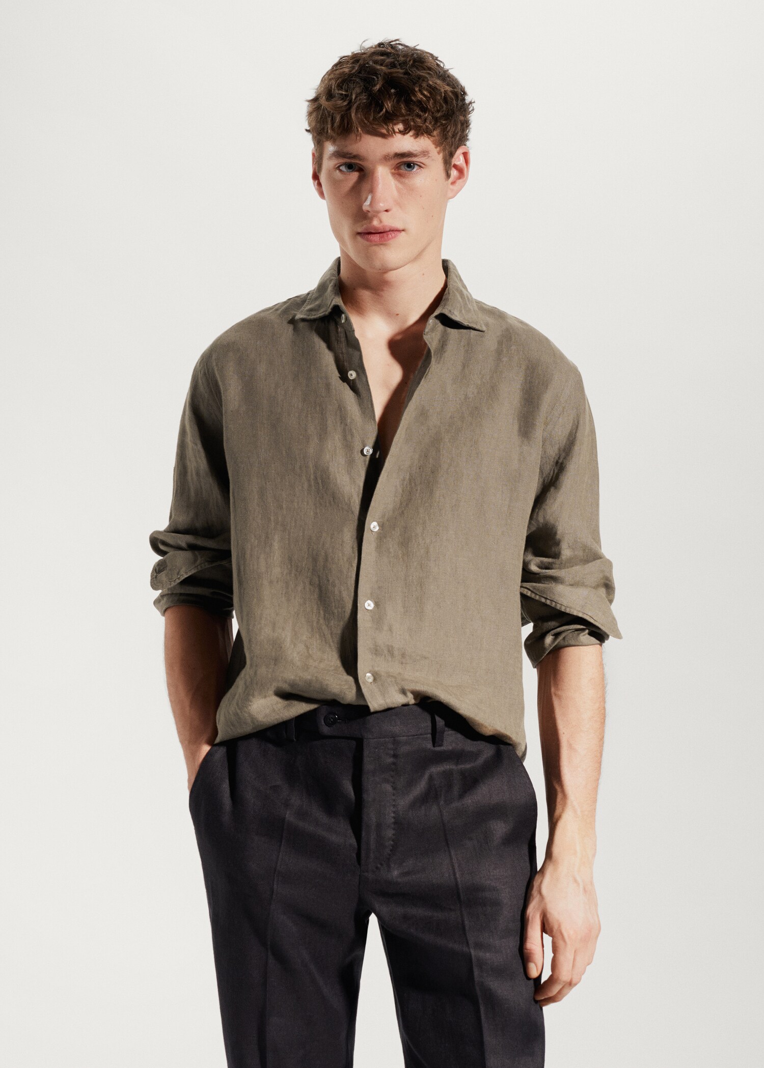 100% linen regular-fit shirt - Medium plane
