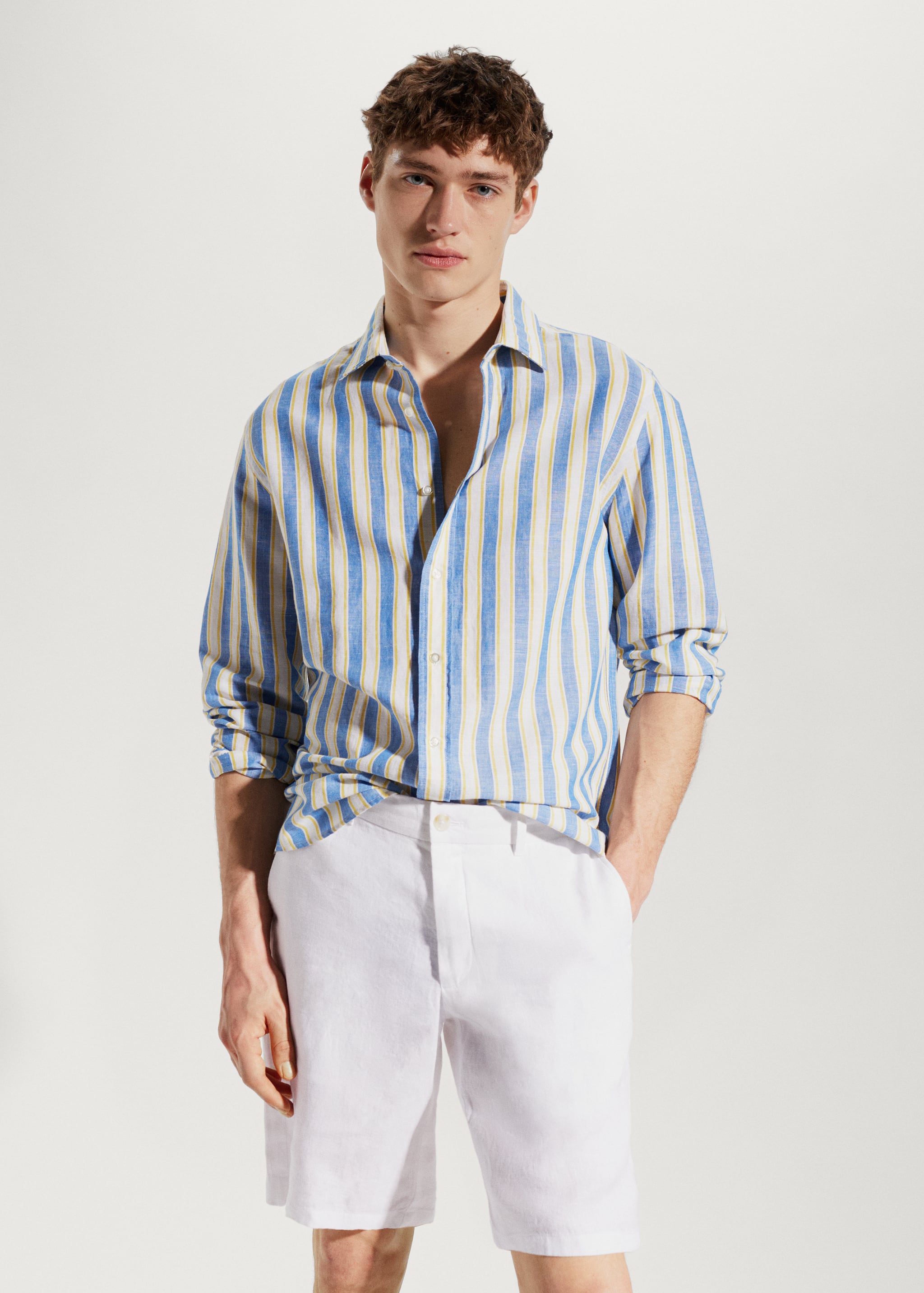 Regular-fit striped linen shirt - Medium plane