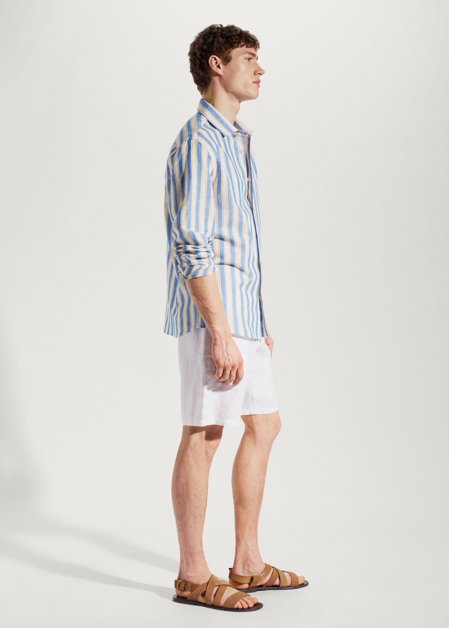 Regular-fit striped linen shirt - Details of the article 2