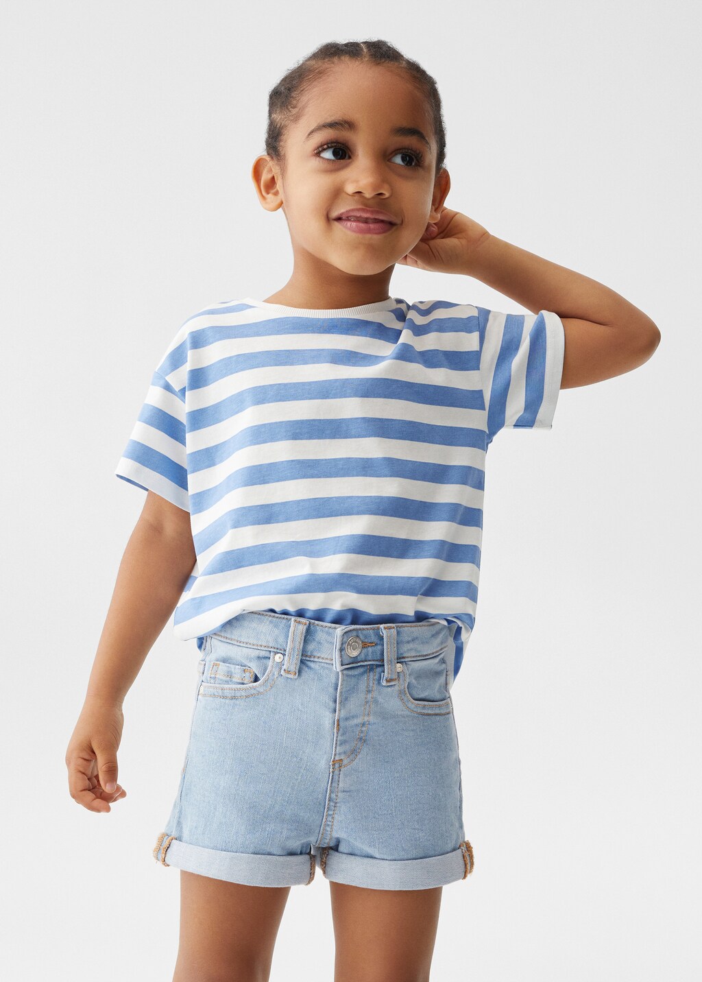 Rolled up hem denim shorts