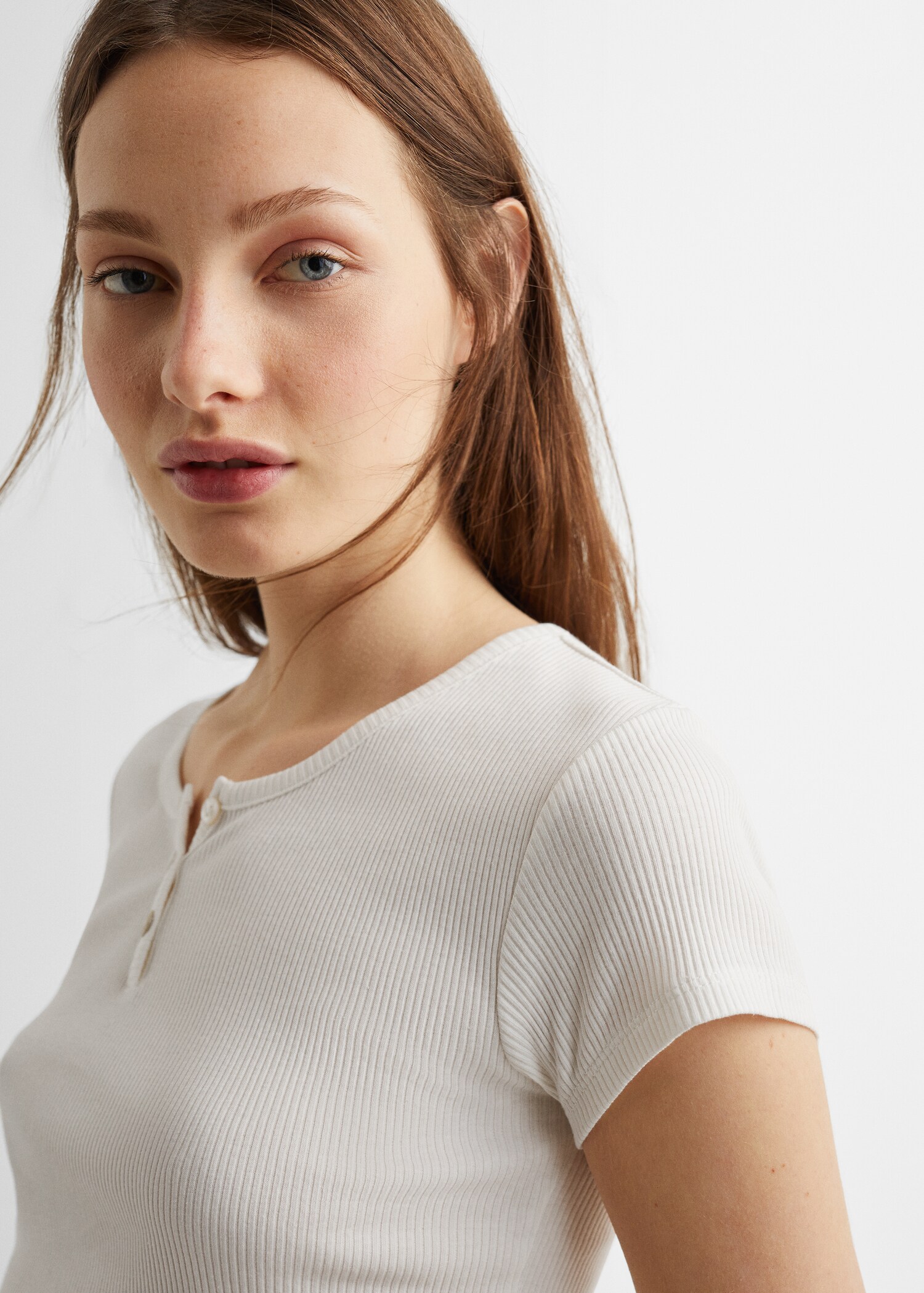 Geripptes Kurzarm-T-Shirt - Detail des Artikels 1