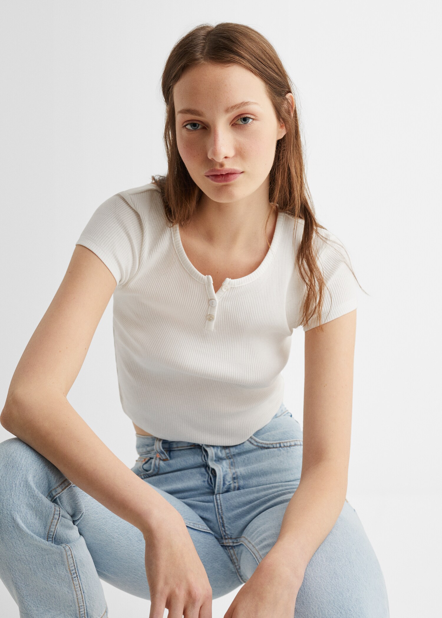 Geripptes Kurzarm-T-Shirt - Detail des Artikels 2
