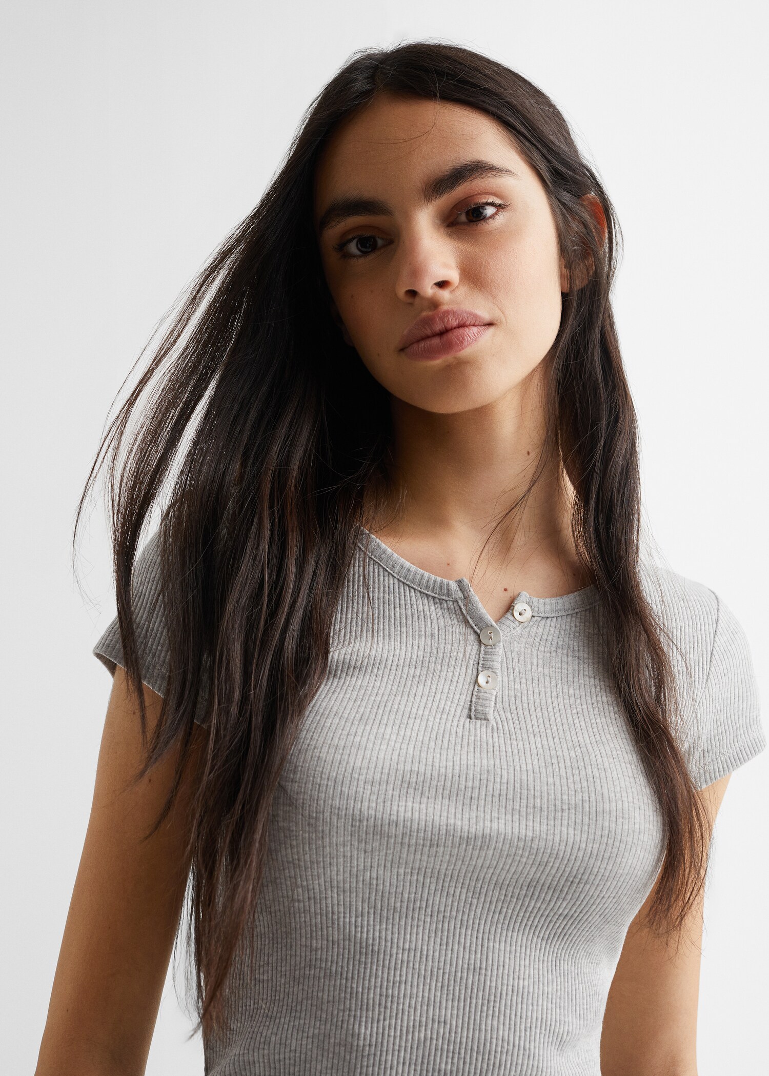 Geripptes Kurzarm-T-Shirt - Detail des Artikels 1
