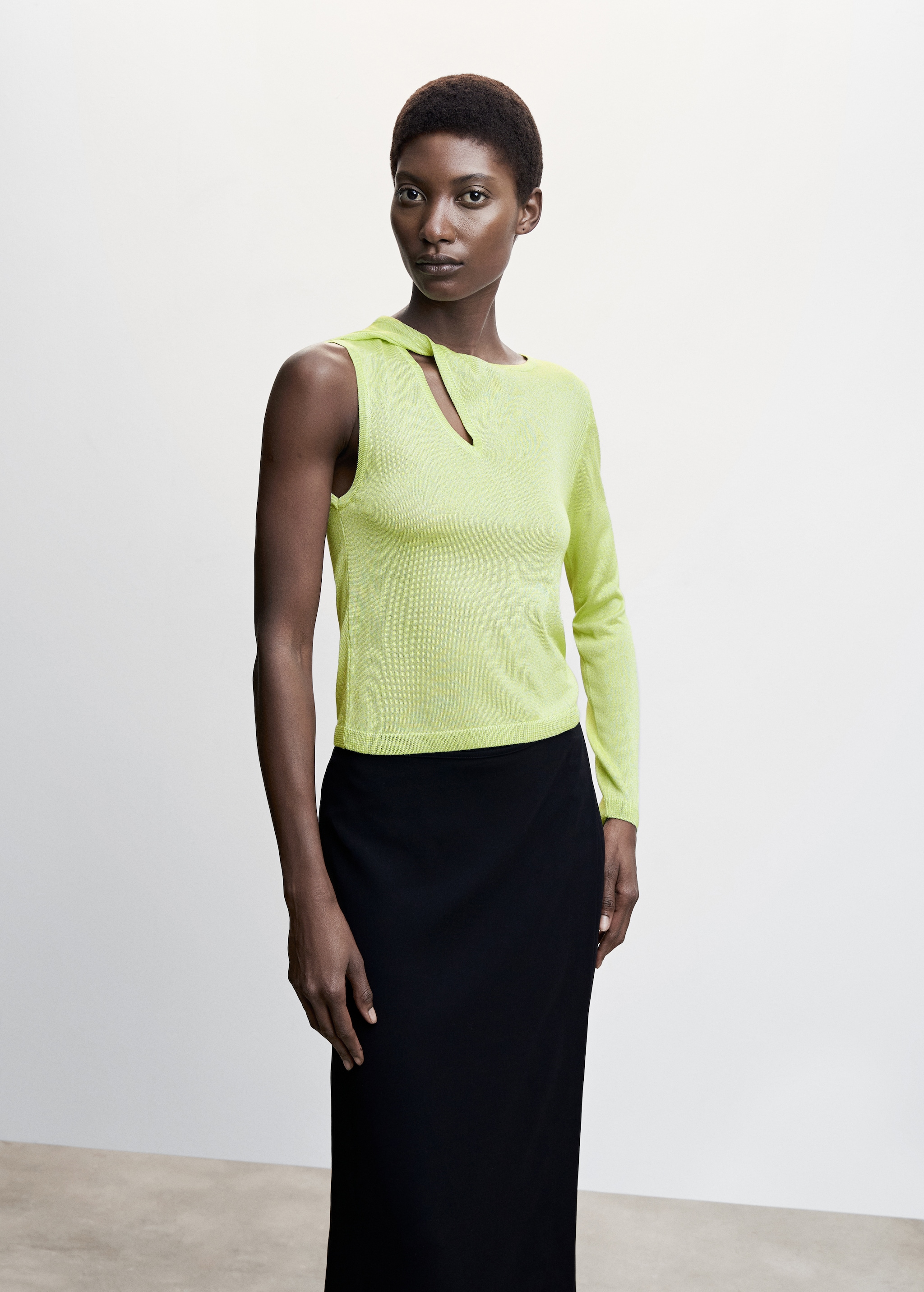 Asymmetrical fine-knit sweater