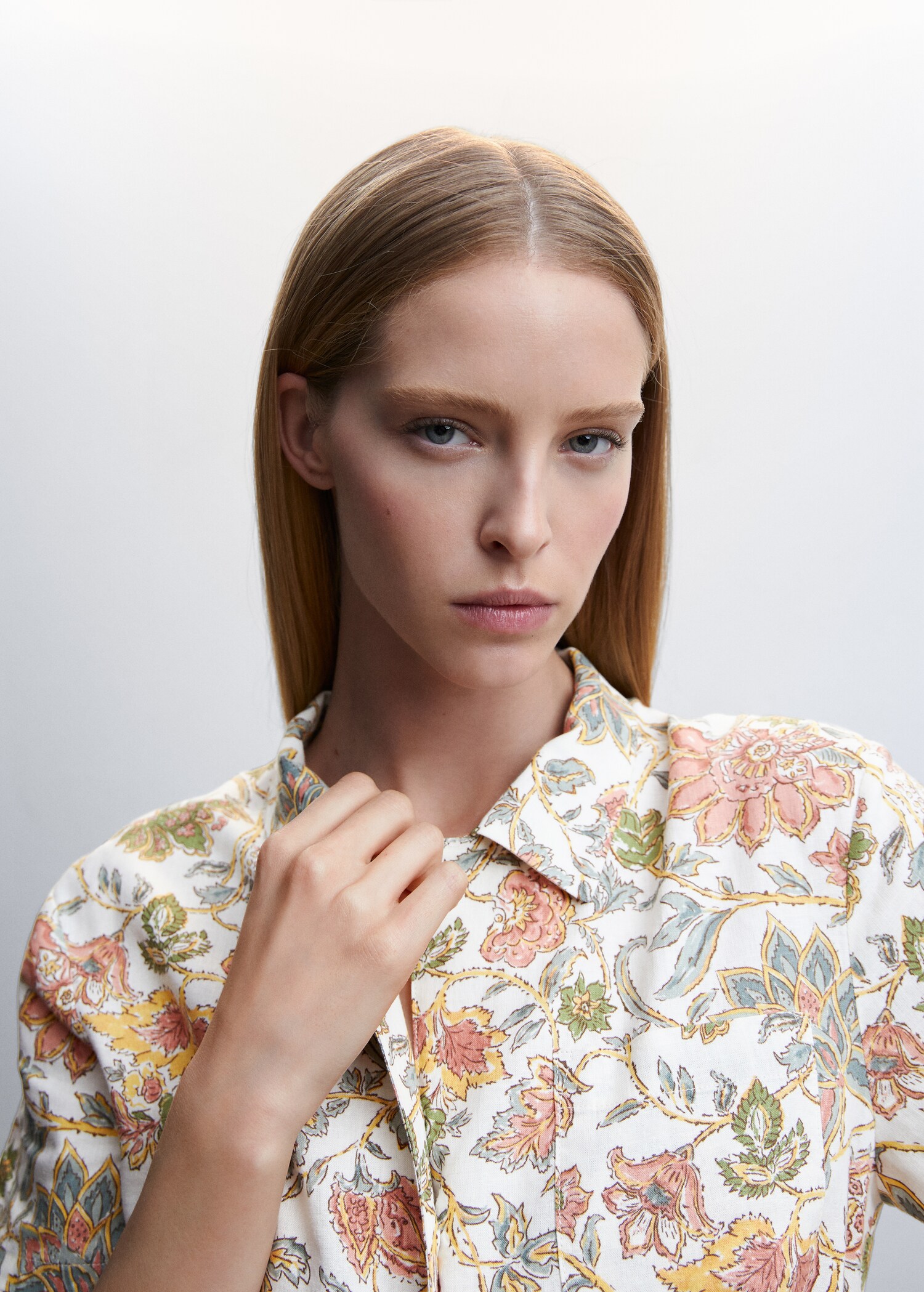 Floral linen-blend shirt - Details of the article 1