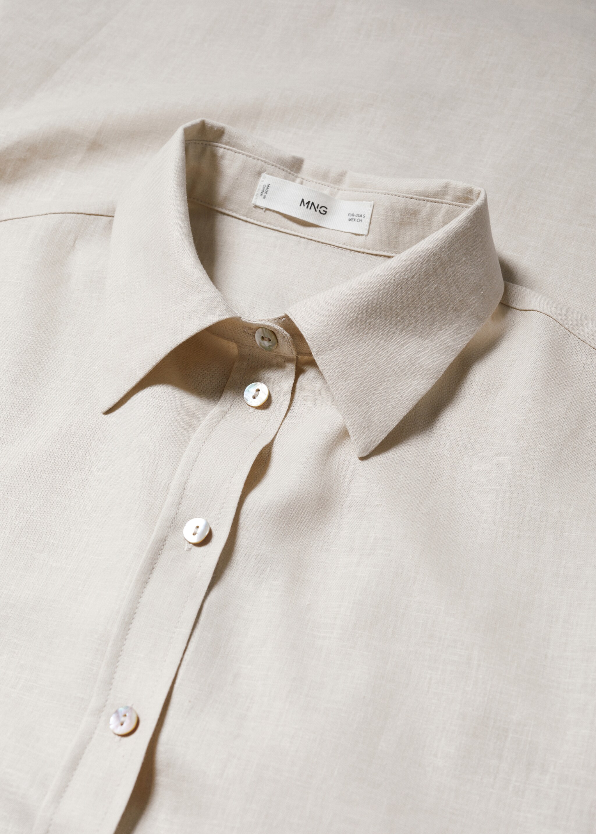 Linen camisole - Details of the article 8, Beige. Ref: 47047110-00.