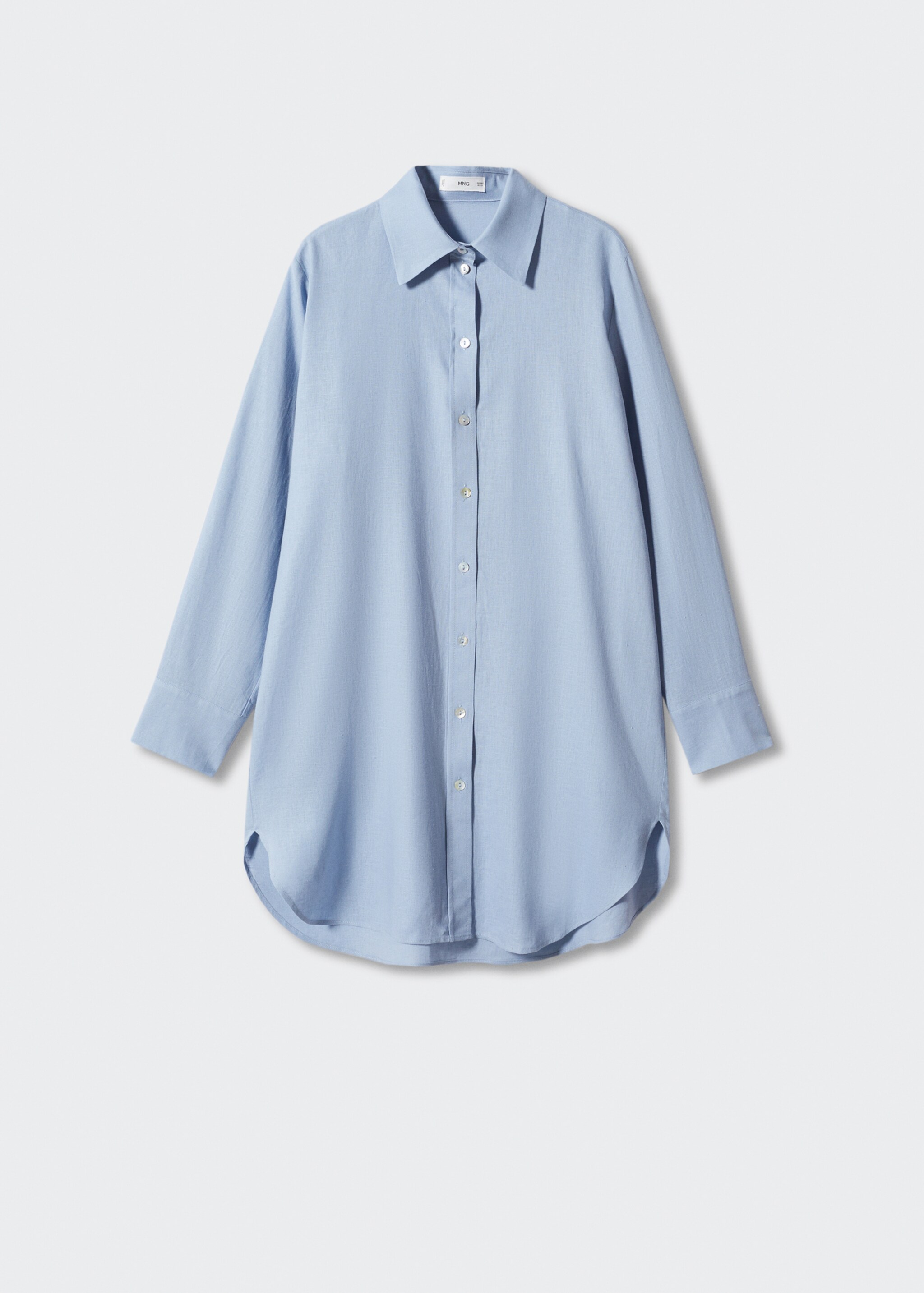Camisa comprida de linho - Artigo sem modelo, Azul. Ref: 47047110-00.